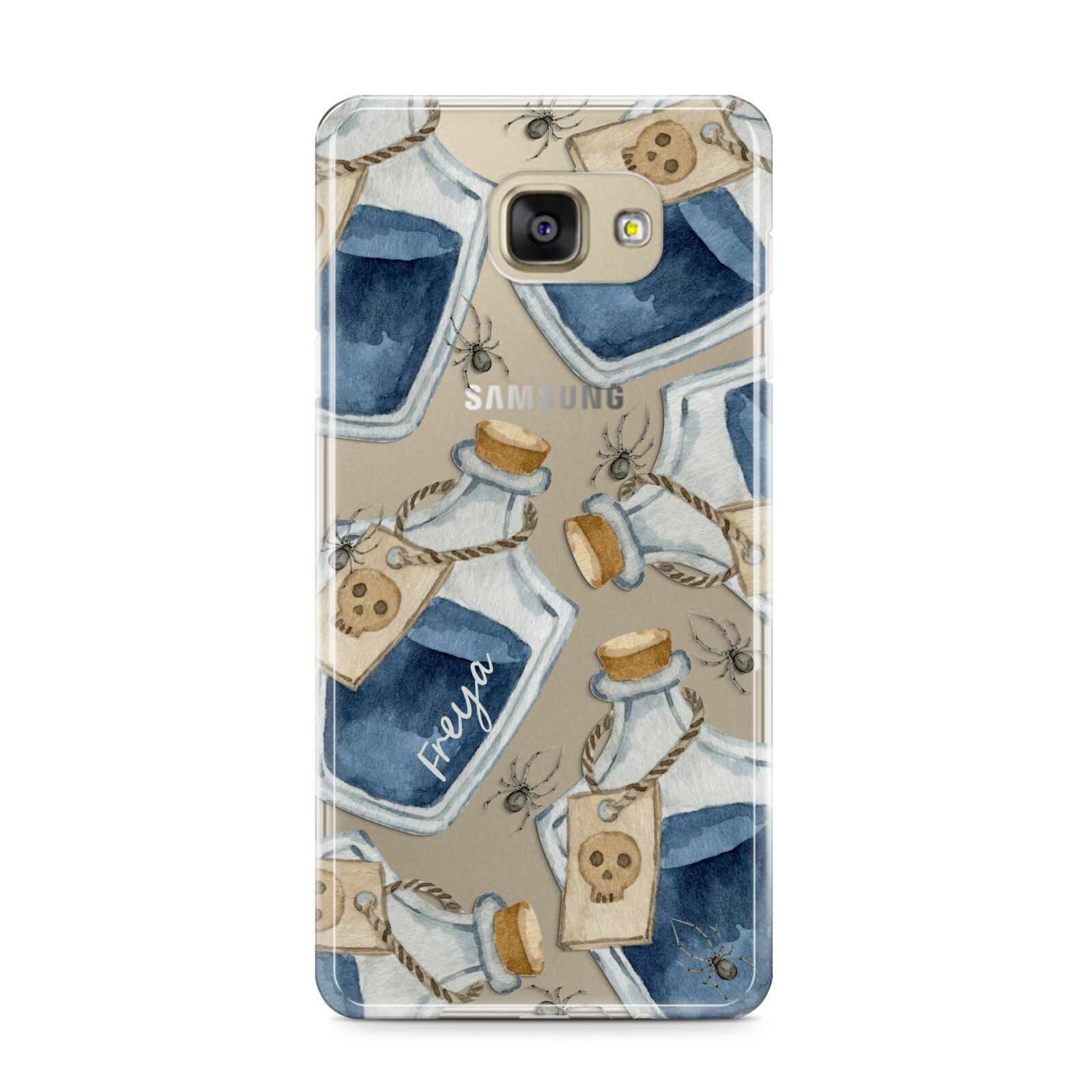 Blue Halloween Potion Samsung Galaxy A9 2016 Case on gold phone