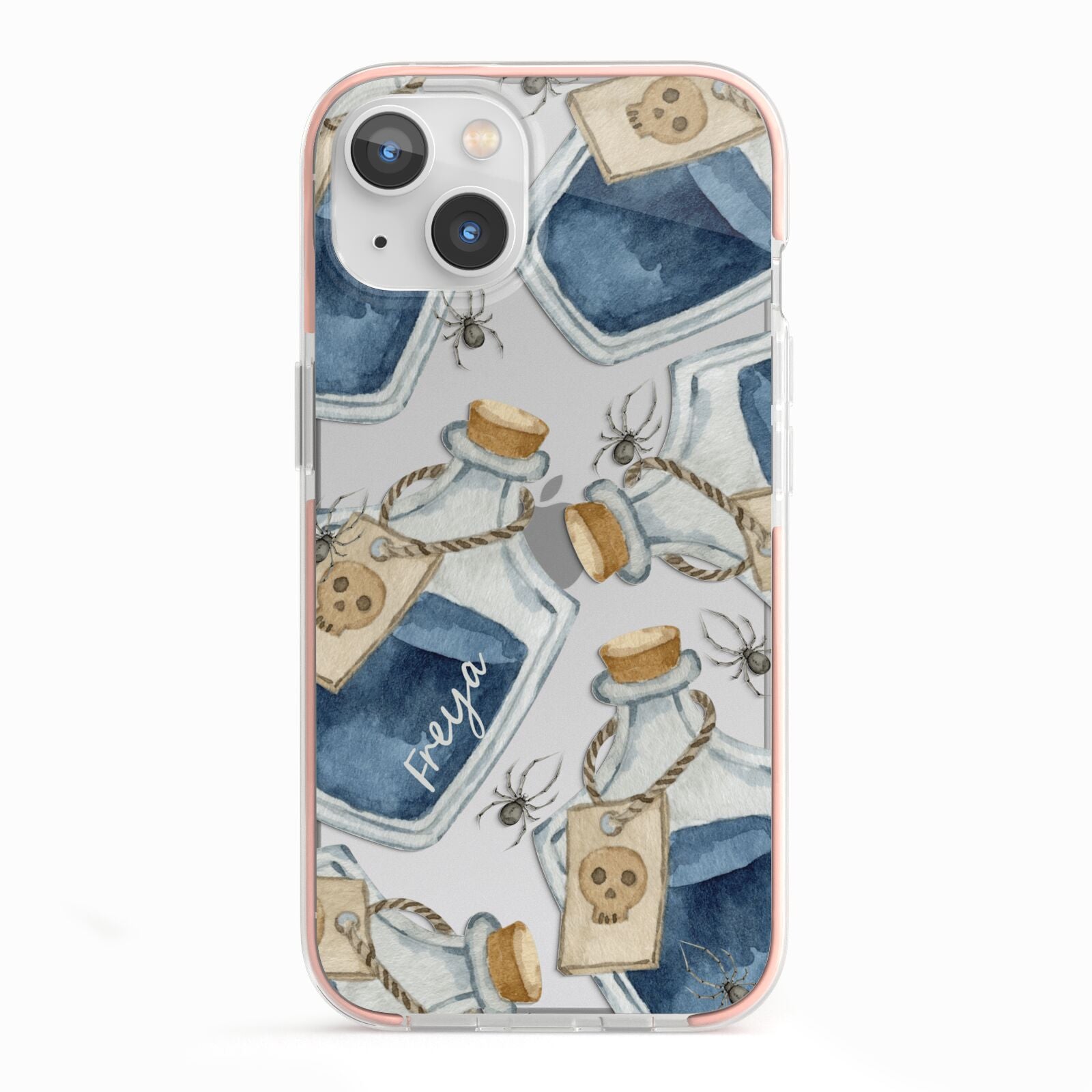 Blue Halloween Potion iPhone 13 TPU Impact Case with Pink Edges