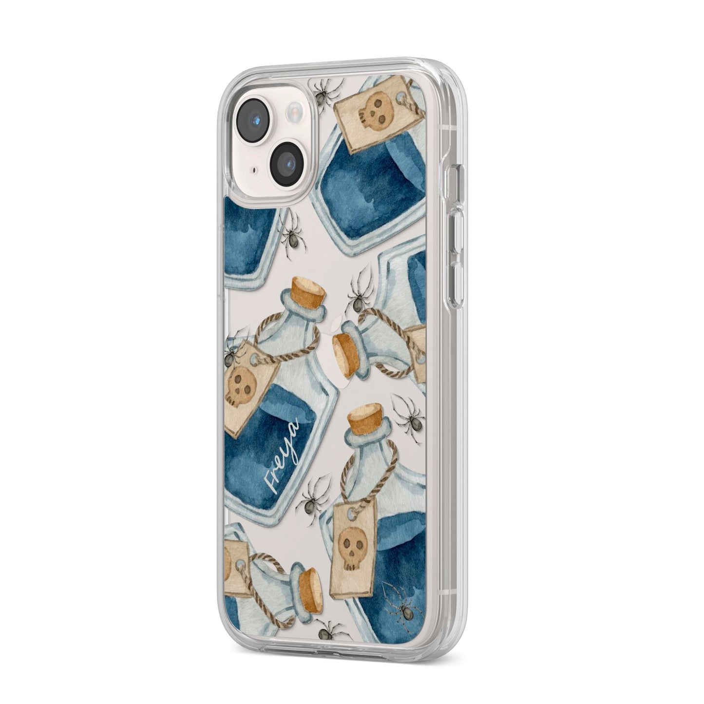 Blue Halloween Potion iPhone 14 Plus Clear Tough Case Starlight Angled Image