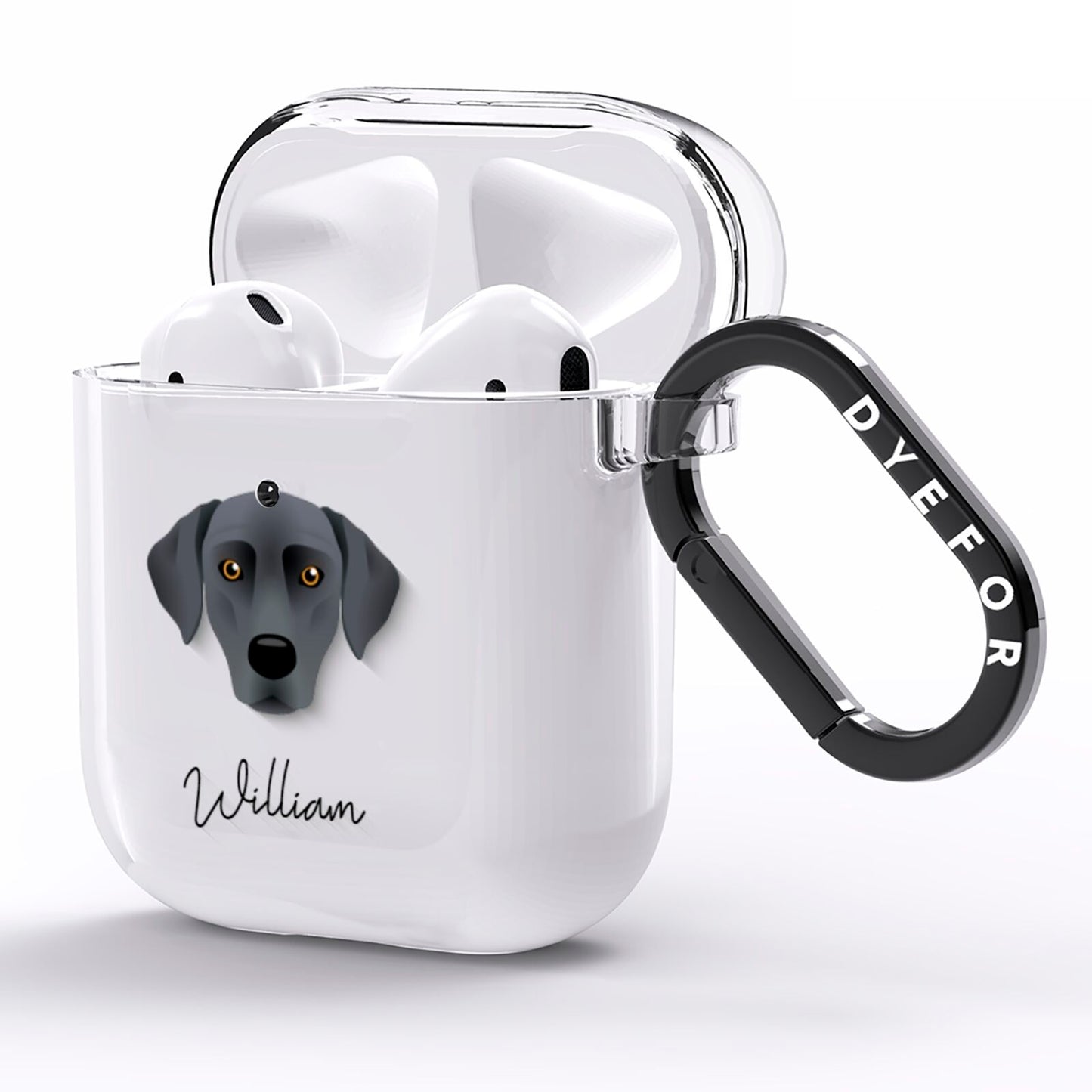 Blue Lacy Personalised AirPods Clear Case Side Image