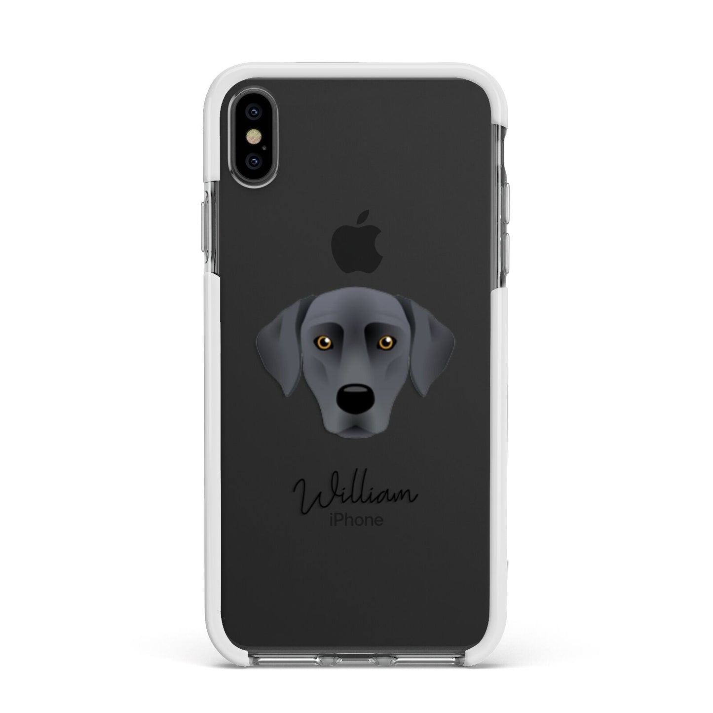 Blue Lacy Personalised Apple iPhone Xs Max Impact Case White Edge on Black Phone