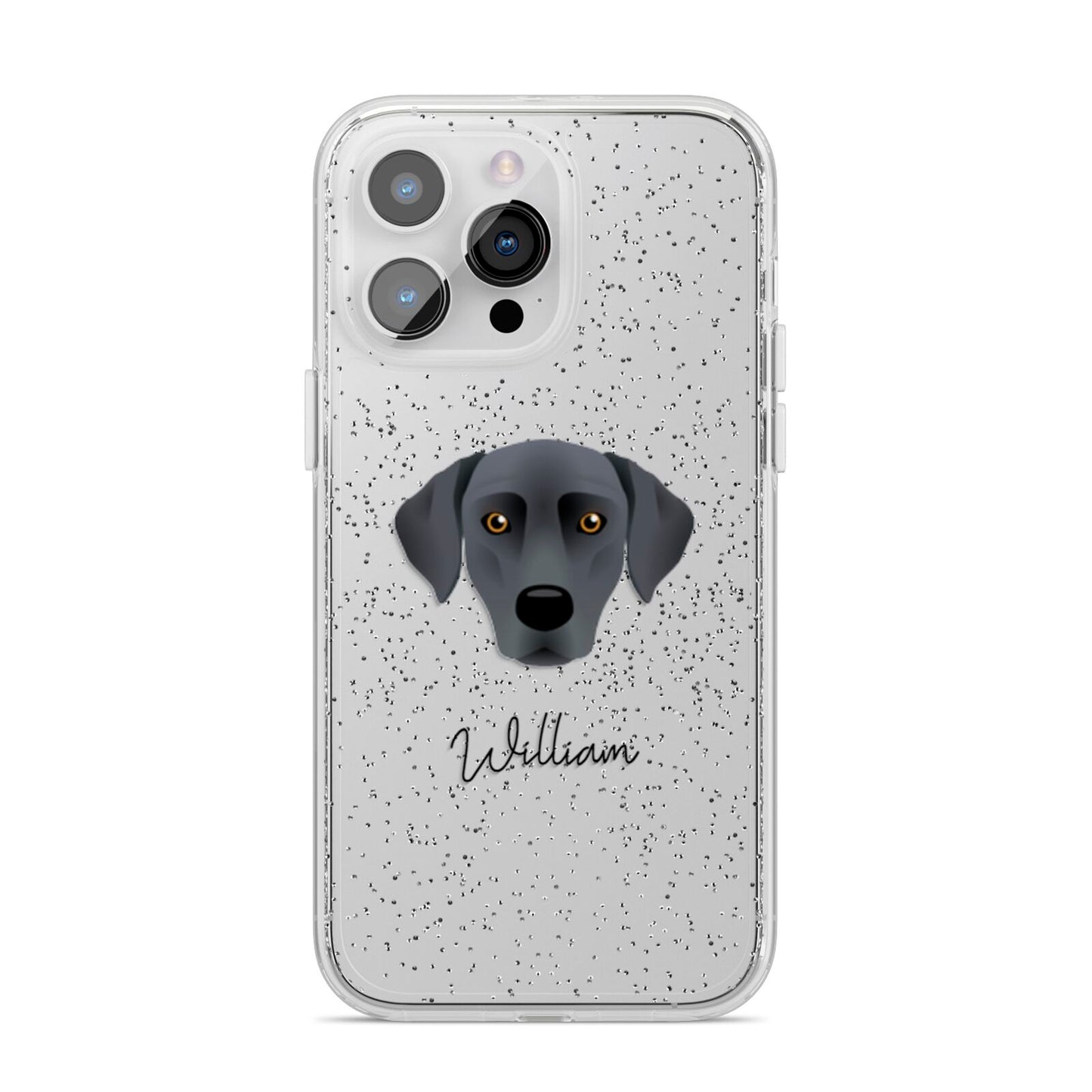 Blue Lacy Personalised iPhone 14 Pro Max Glitter Tough Case Silver