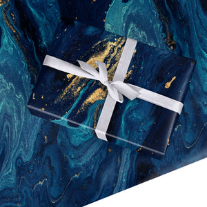 Blauer Lagoon Marmor Geschenkpapier