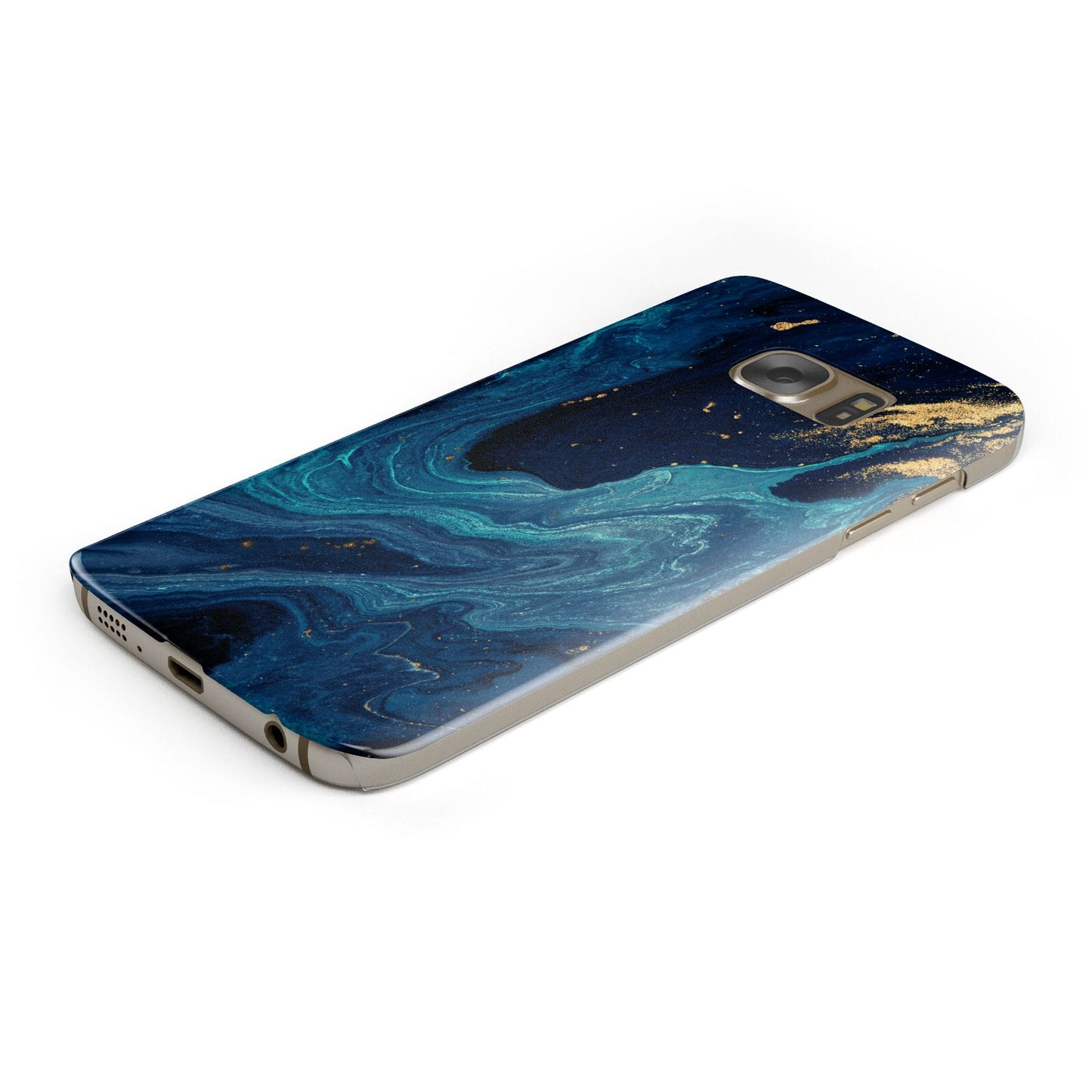 Blue Lagoon Marble Protective Samsung Galaxy Case Angled Image