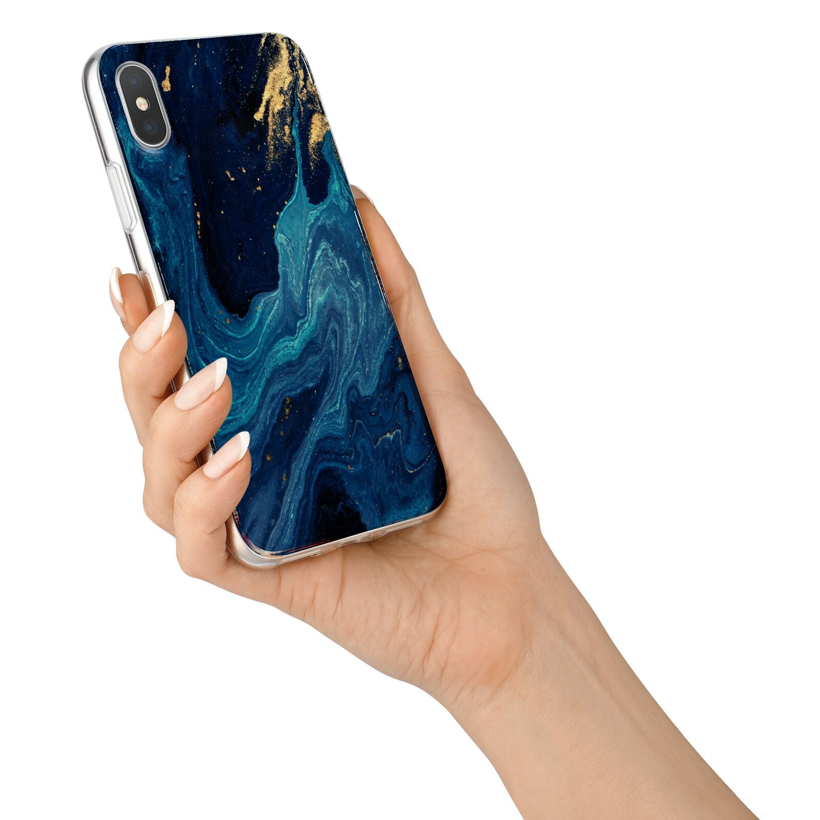 Blue Lagoon Marble iPhone X Bumper Case on Silver iPhone Alternative Image 2