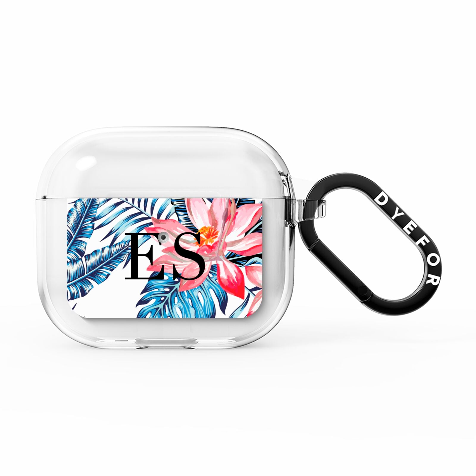 Blue Leaves Pink Flamingos AirPods Clear Case 3rd Gen