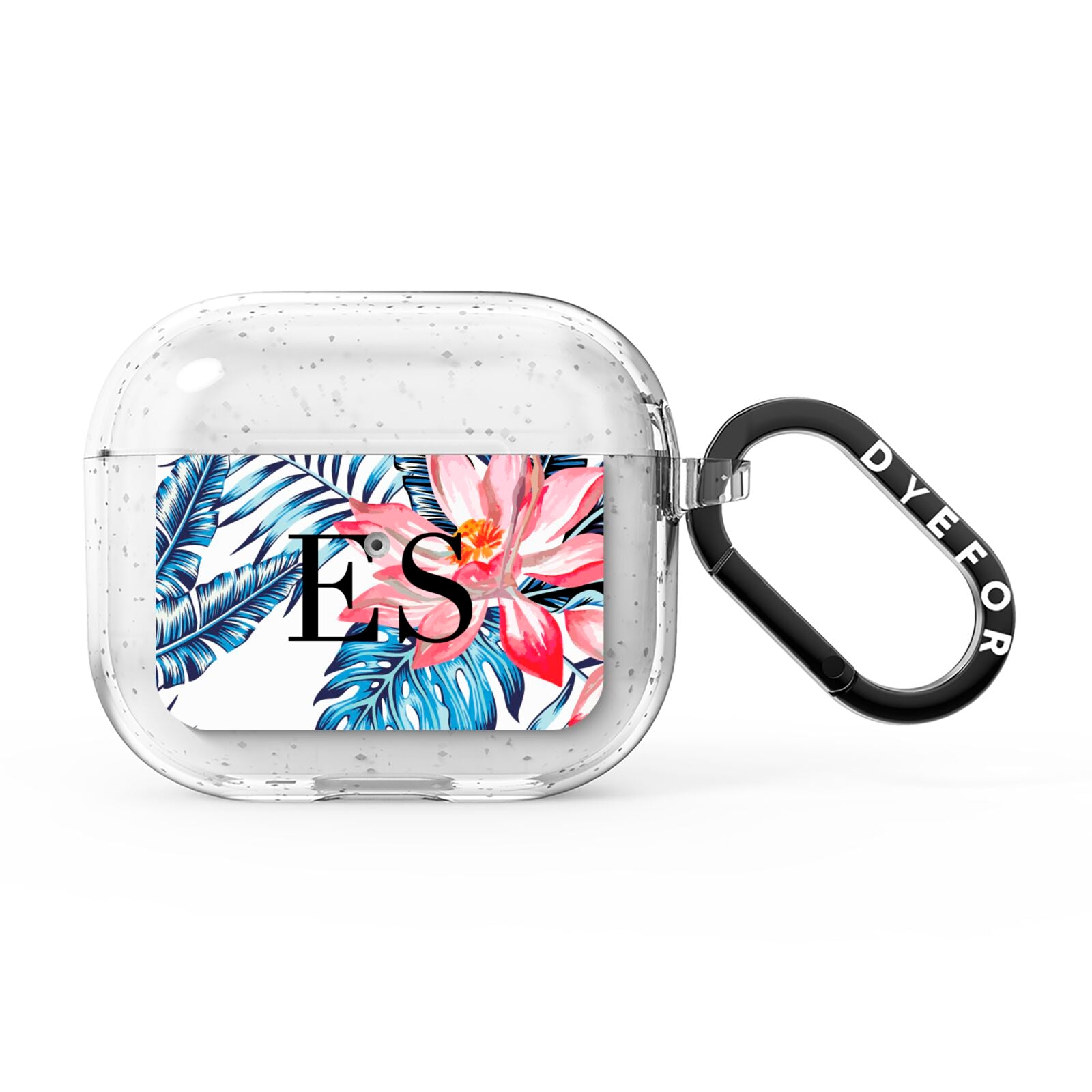 Blue Leaves Pink Flamingos AirPods Glitter Case 3rd Gen