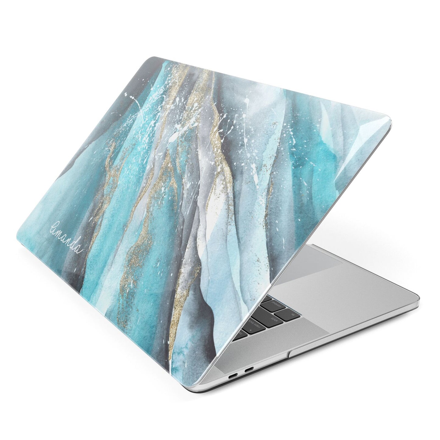 Blue Marble Custom Name Apple MacBook Case Side View