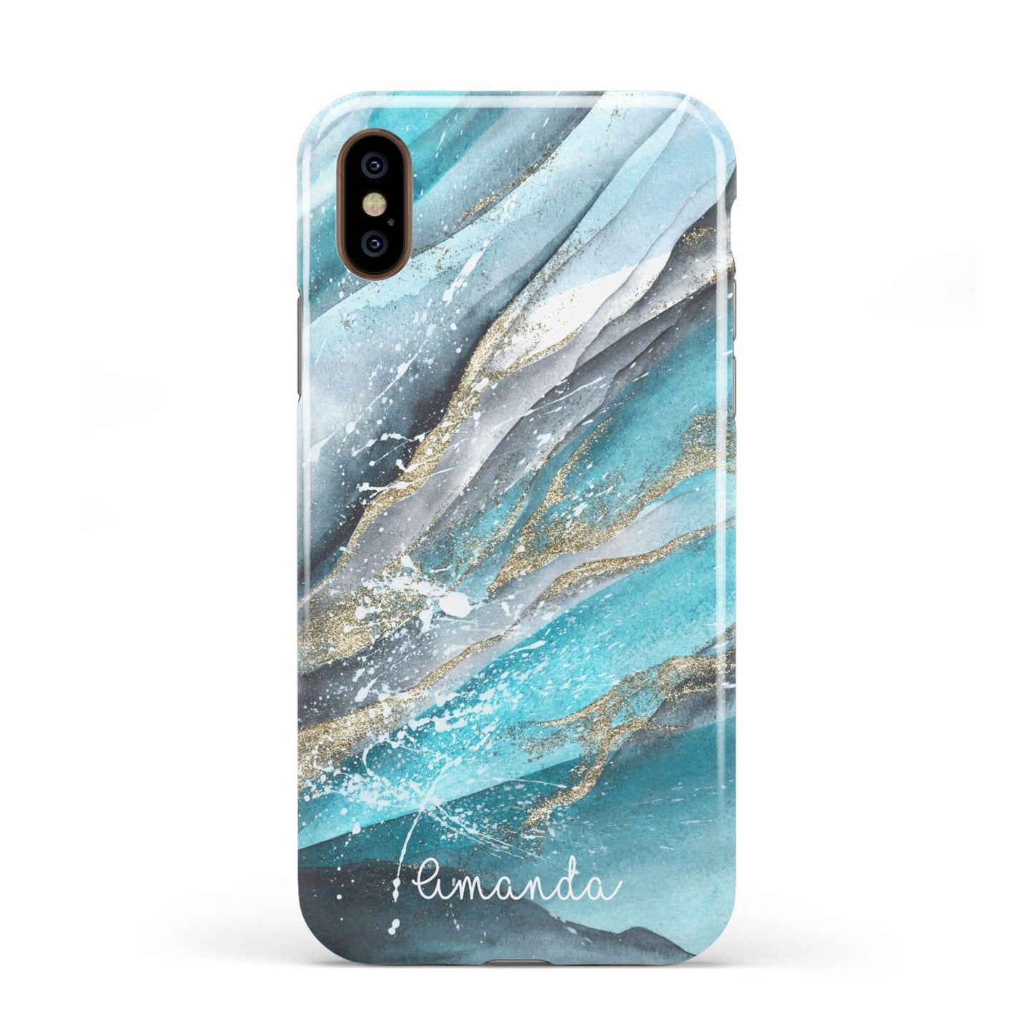 Blue Marble Custom Name Apple iPhone XS 3D Tough