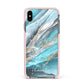 Blue Marble Custom Name Apple iPhone Xs Max Impact Case Pink Edge on Black Phone