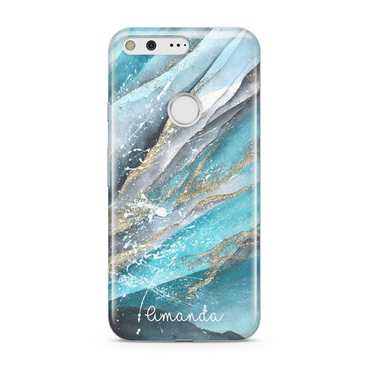 Blue Marble Custom Name Google Pixel Case