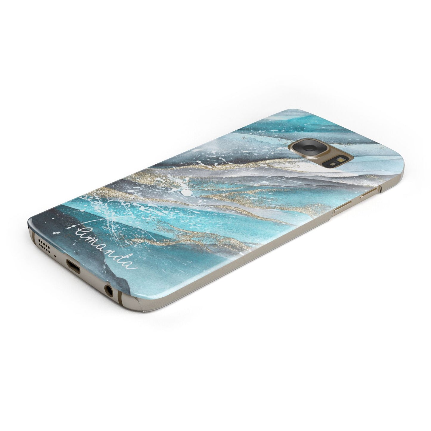 Blue Marble Custom Name Samsung Galaxy Case Bottom Cutout