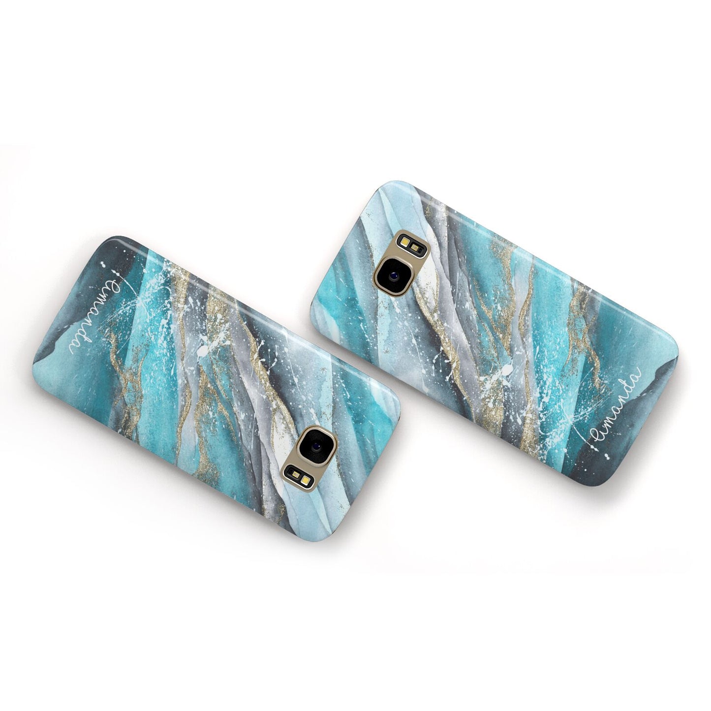 Blue Marble Custom Name Samsung Galaxy Case Flat Overview