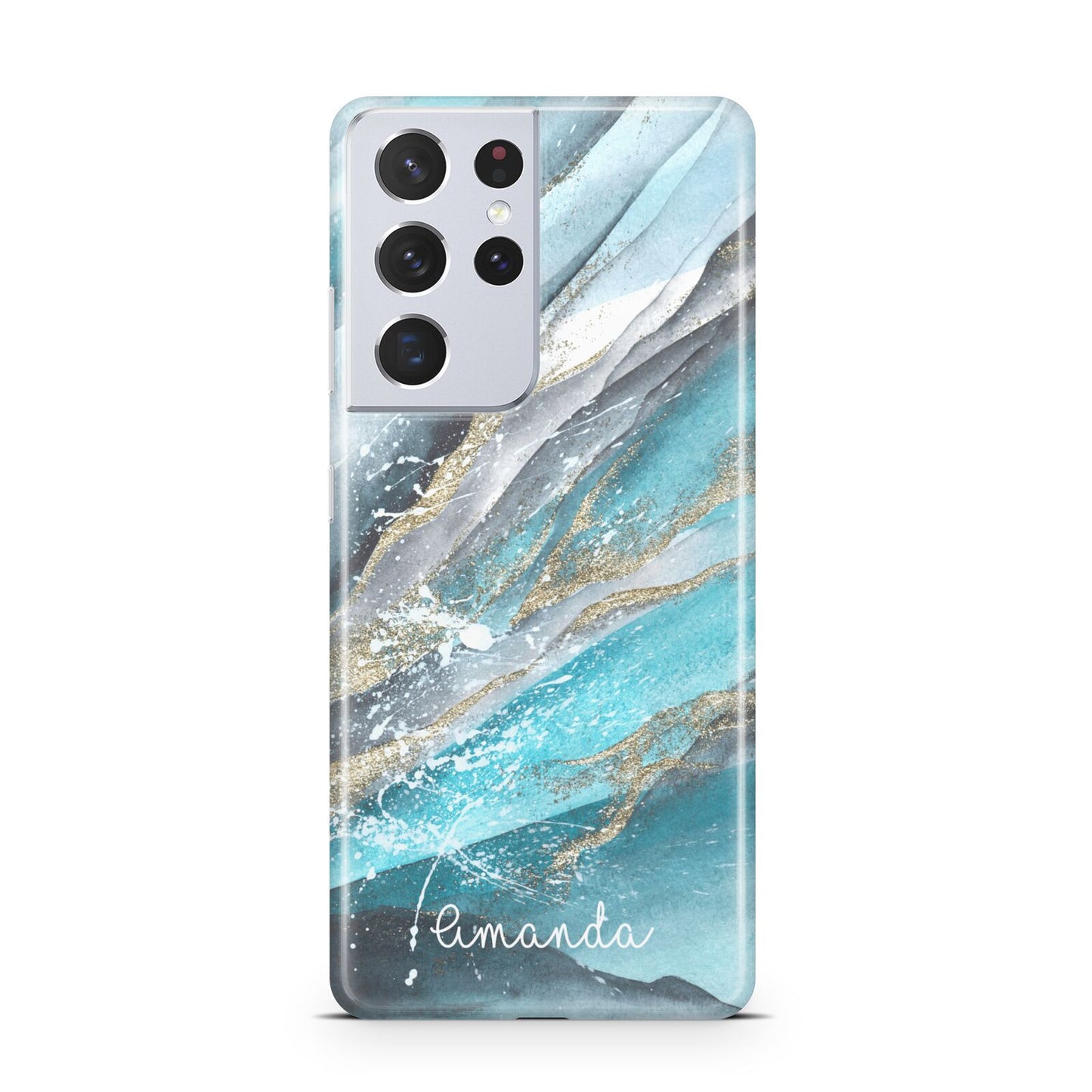 Blue Marble Custom Name Samsung S21 Ultra Case