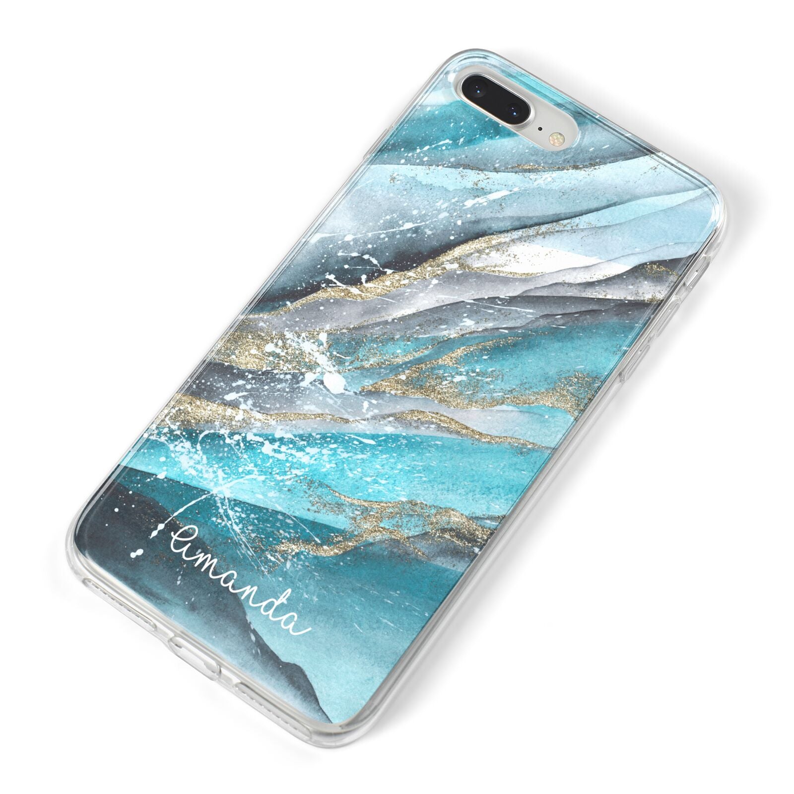 Blue Marble Custom Name iPhone 8 Plus Bumper Case on Silver iPhone Alternative Image