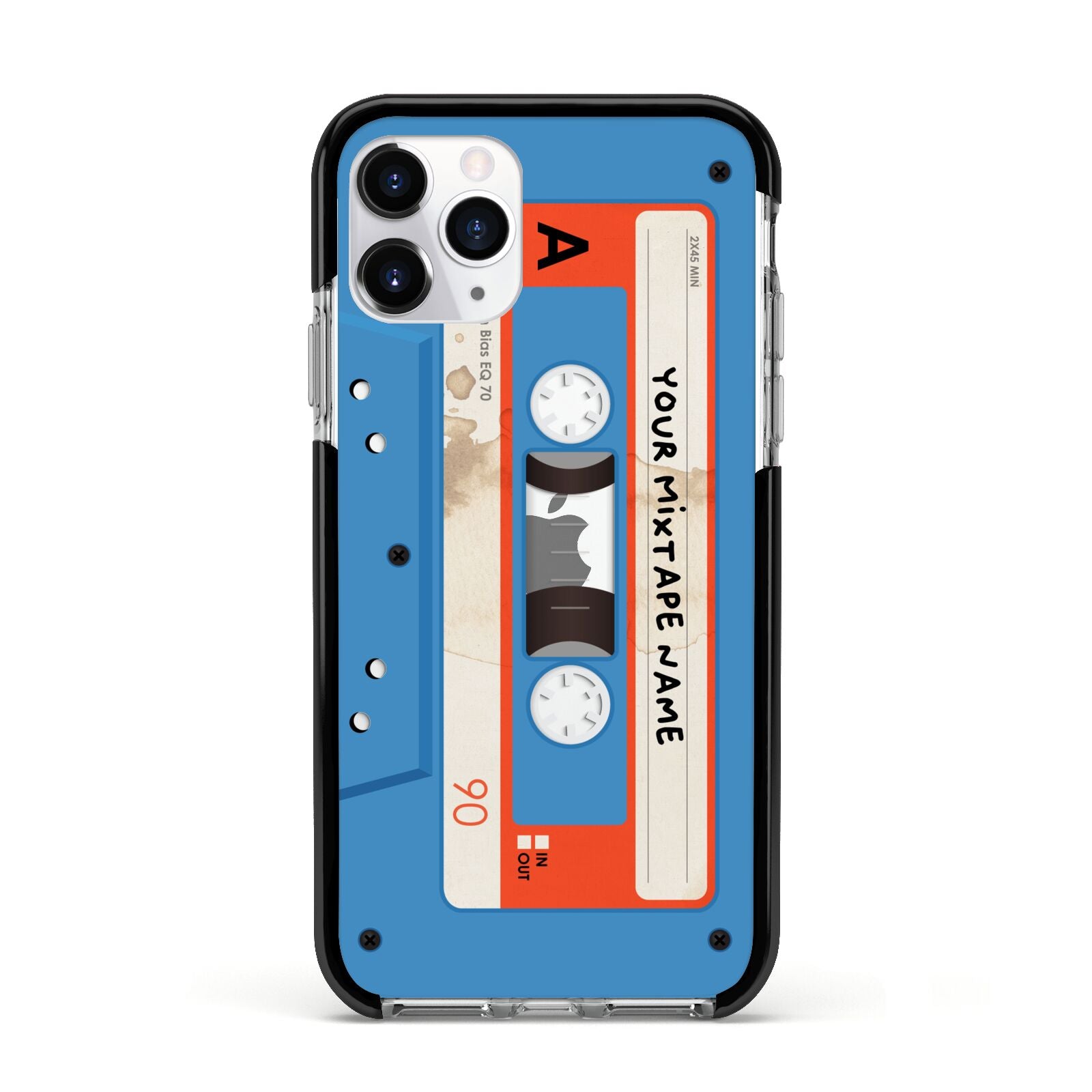 Blue Mixtape Custom Apple iPhone 11 Pro in Silver with Black Impact Case