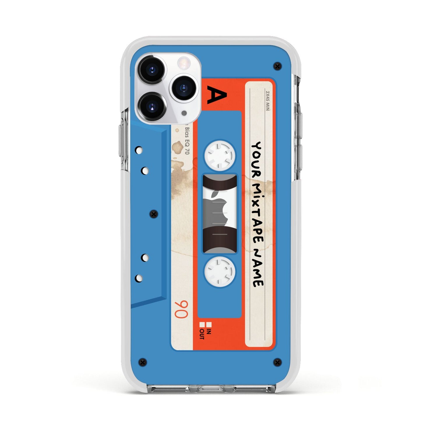 Blue Mixtape Custom Apple iPhone 11 Pro in Silver with White Impact Case