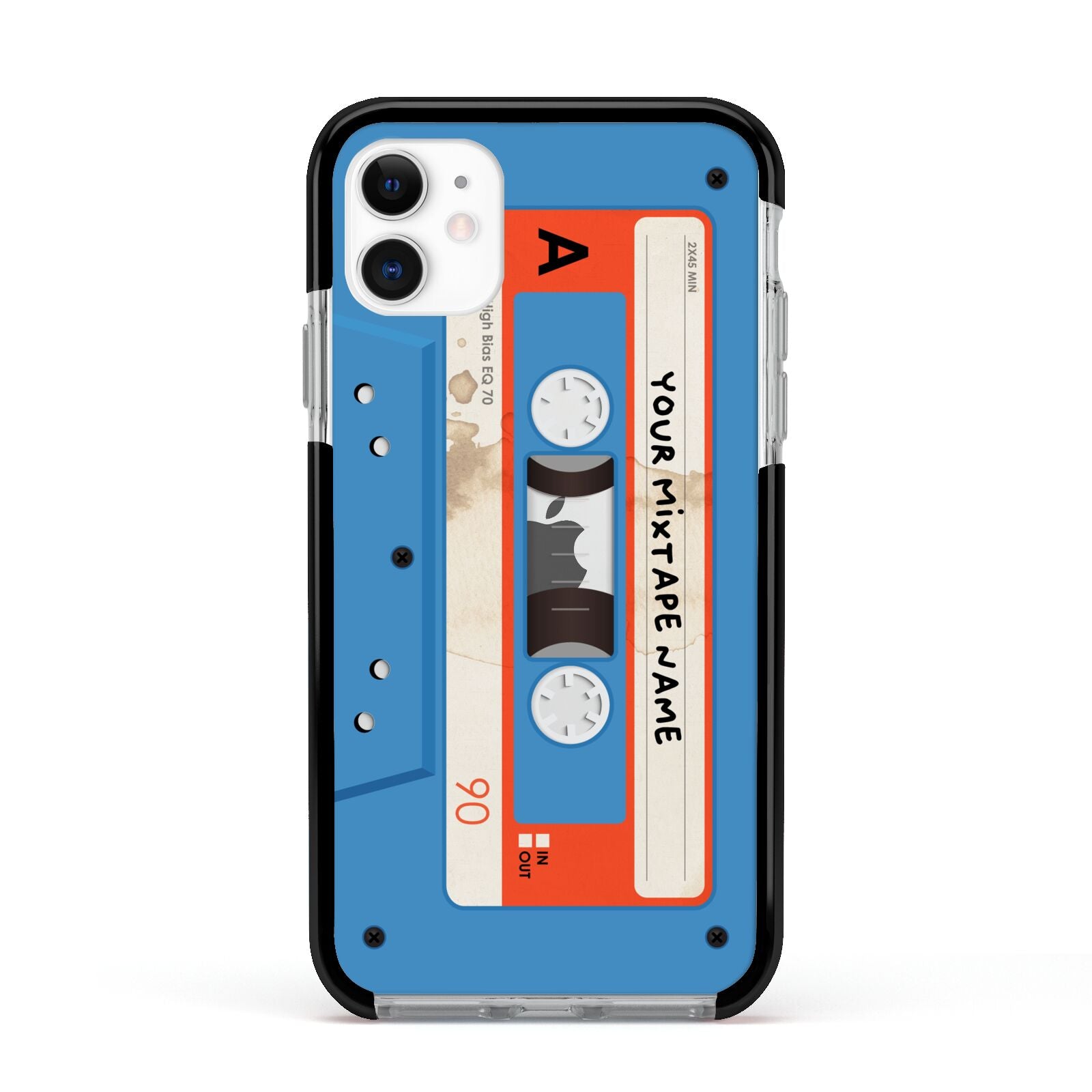 Blue Mixtape Custom Apple iPhone 11 in White with Black Impact Case