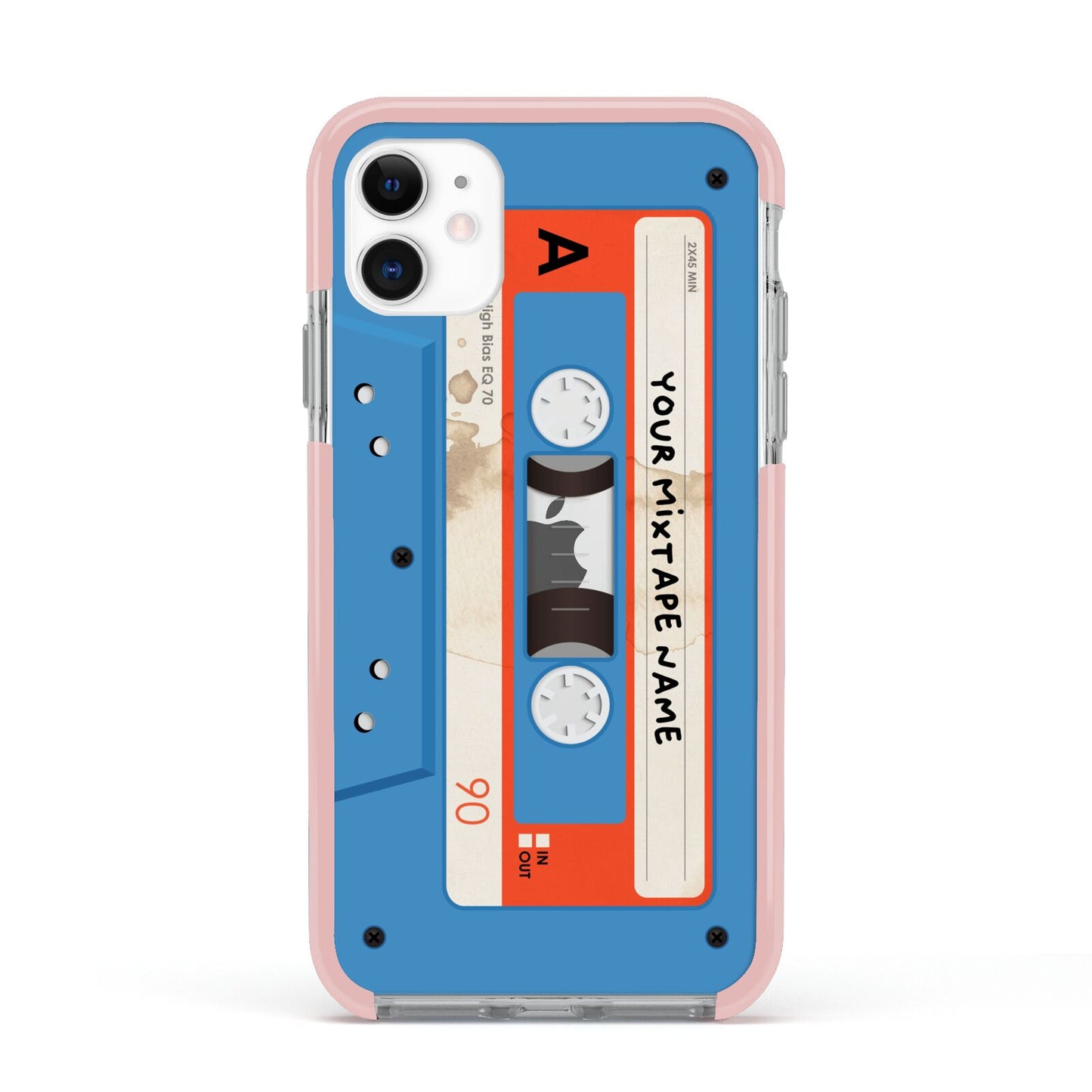 Blue Mixtape Custom Apple iPhone 11 in White with Pink Impact Case