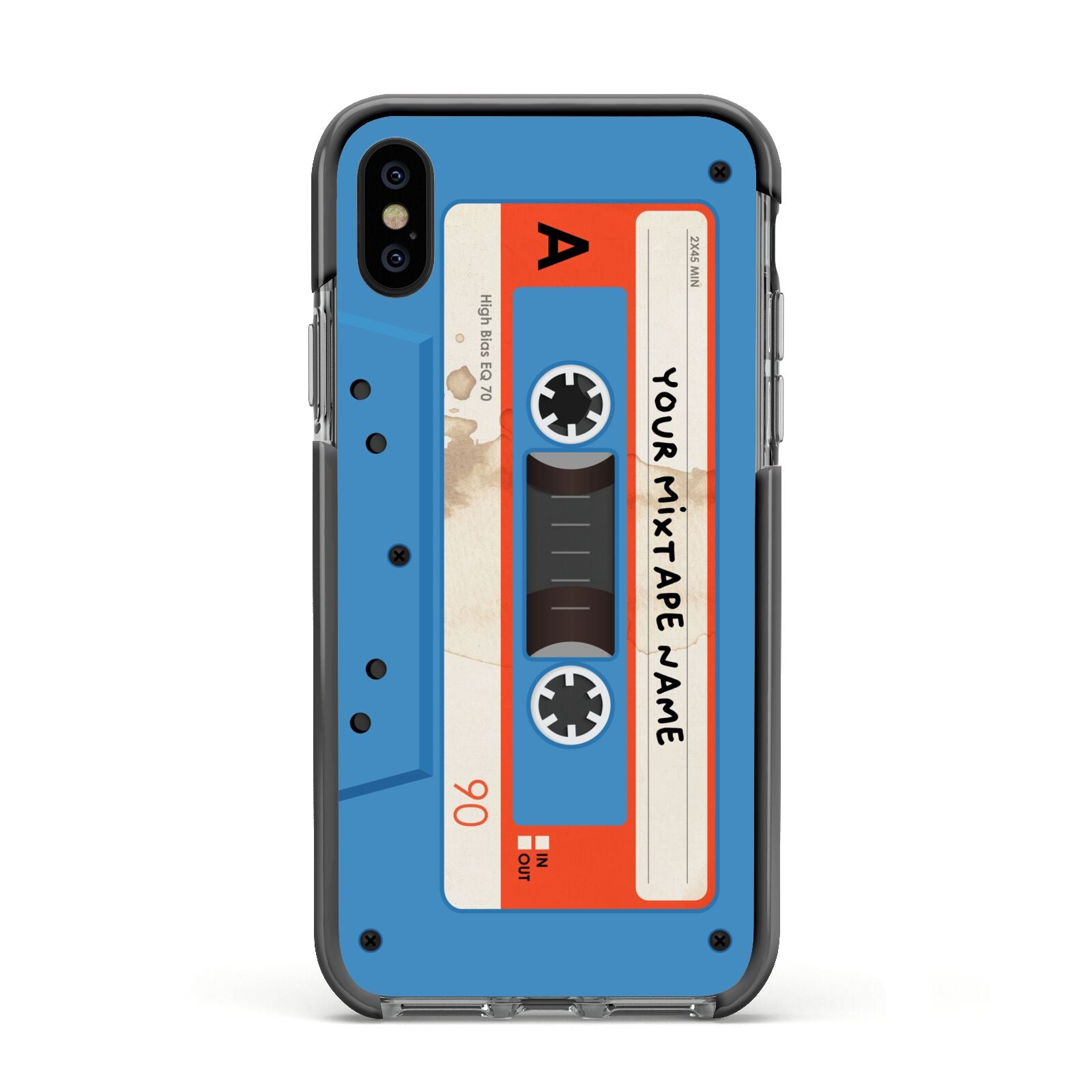 Blue Mixtape Custom Apple iPhone Xs Impact Case Black Edge on Black Phone