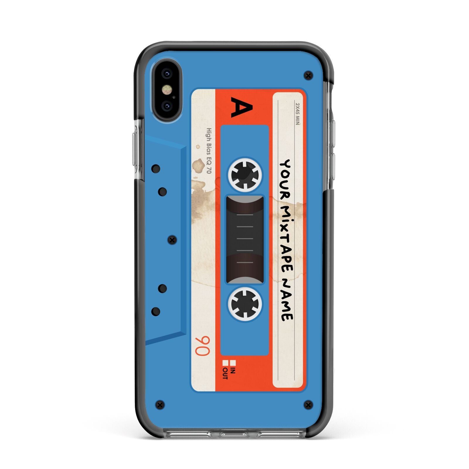 Blue Mixtape Custom Apple iPhone Xs Max Impact Case Black Edge on Black Phone