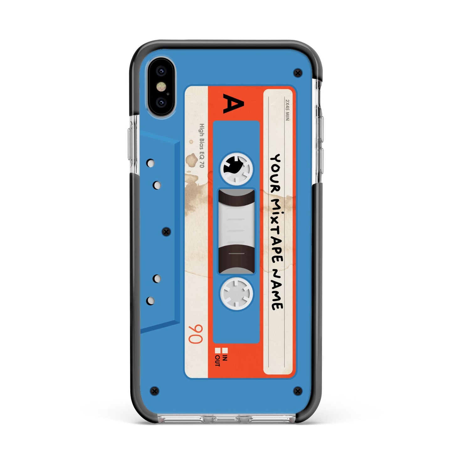 Blue Mixtape Custom Apple iPhone Xs Max Impact Case Black Edge on Silver Phone