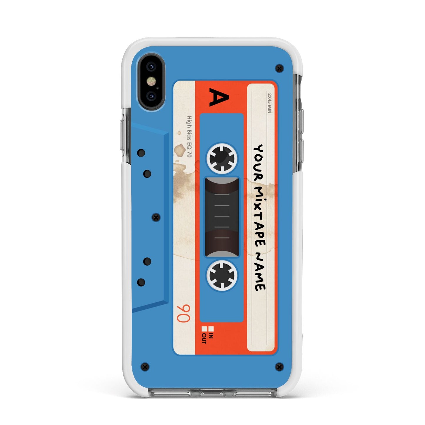 Blue Mixtape Custom Apple iPhone Xs Max Impact Case White Edge on Black Phone