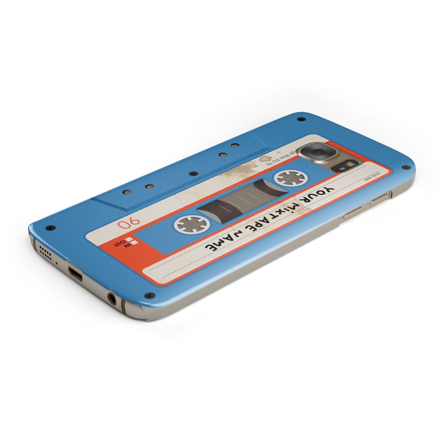 Blue Mixtape Custom Protective Samsung Galaxy Case Angled Image