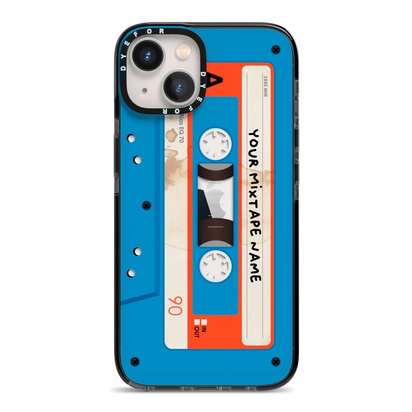 Blue Mixtape Custom iPhone 13 Black Impact Case on Silver phone