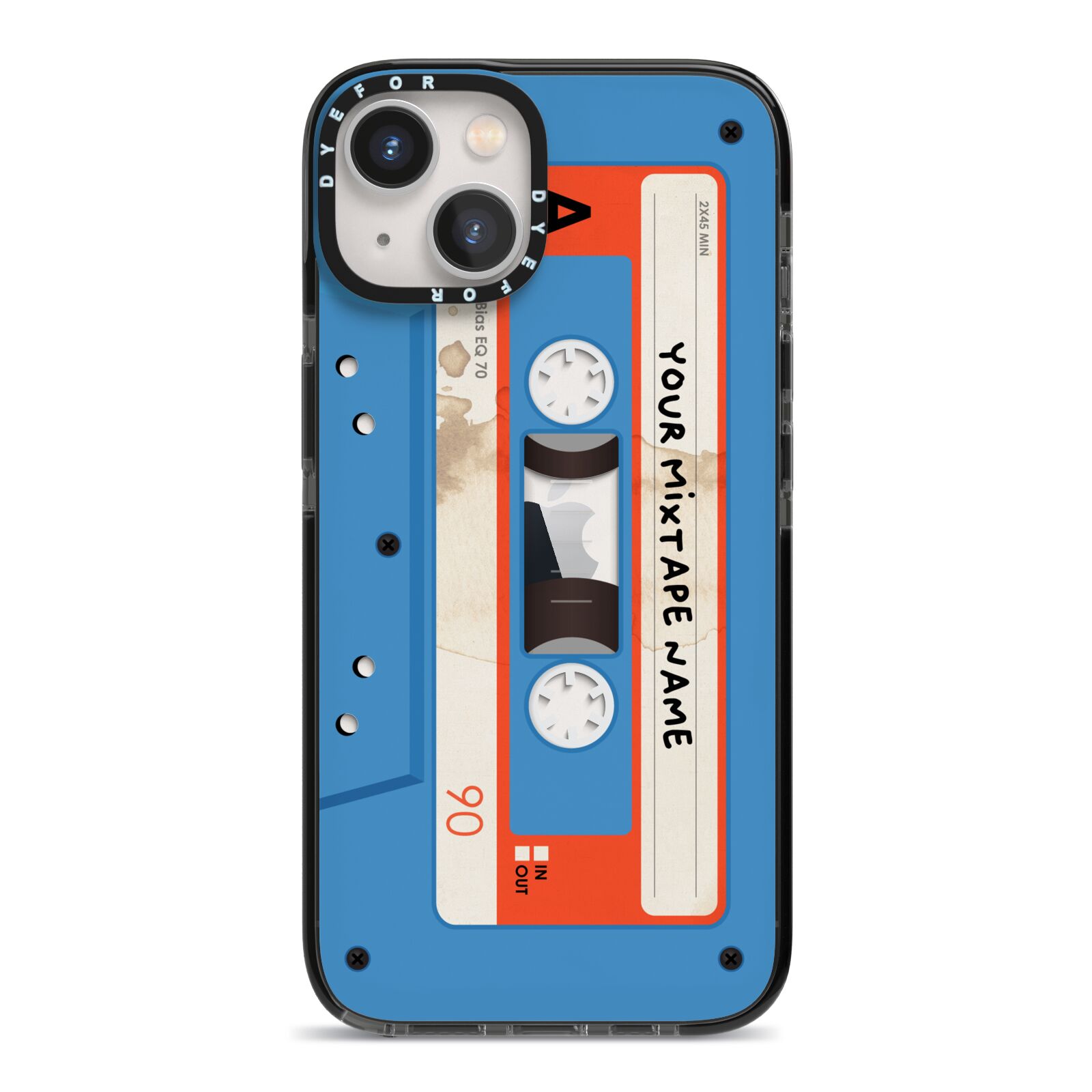 Blue Mixtape Custom iPhone 13 Black Impact Case on Silver phone