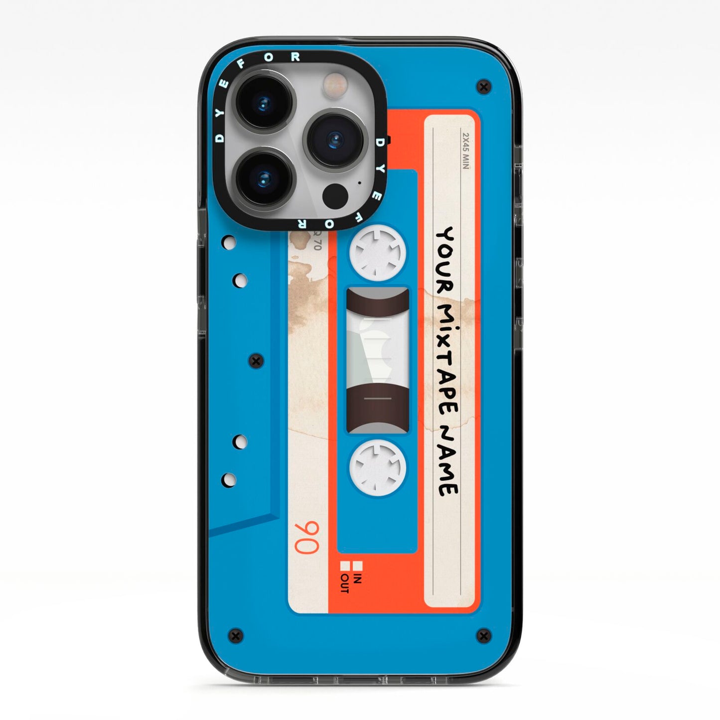 Blue Mixtape Custom iPhone 13 Pro Black Impact Case on Silver phone