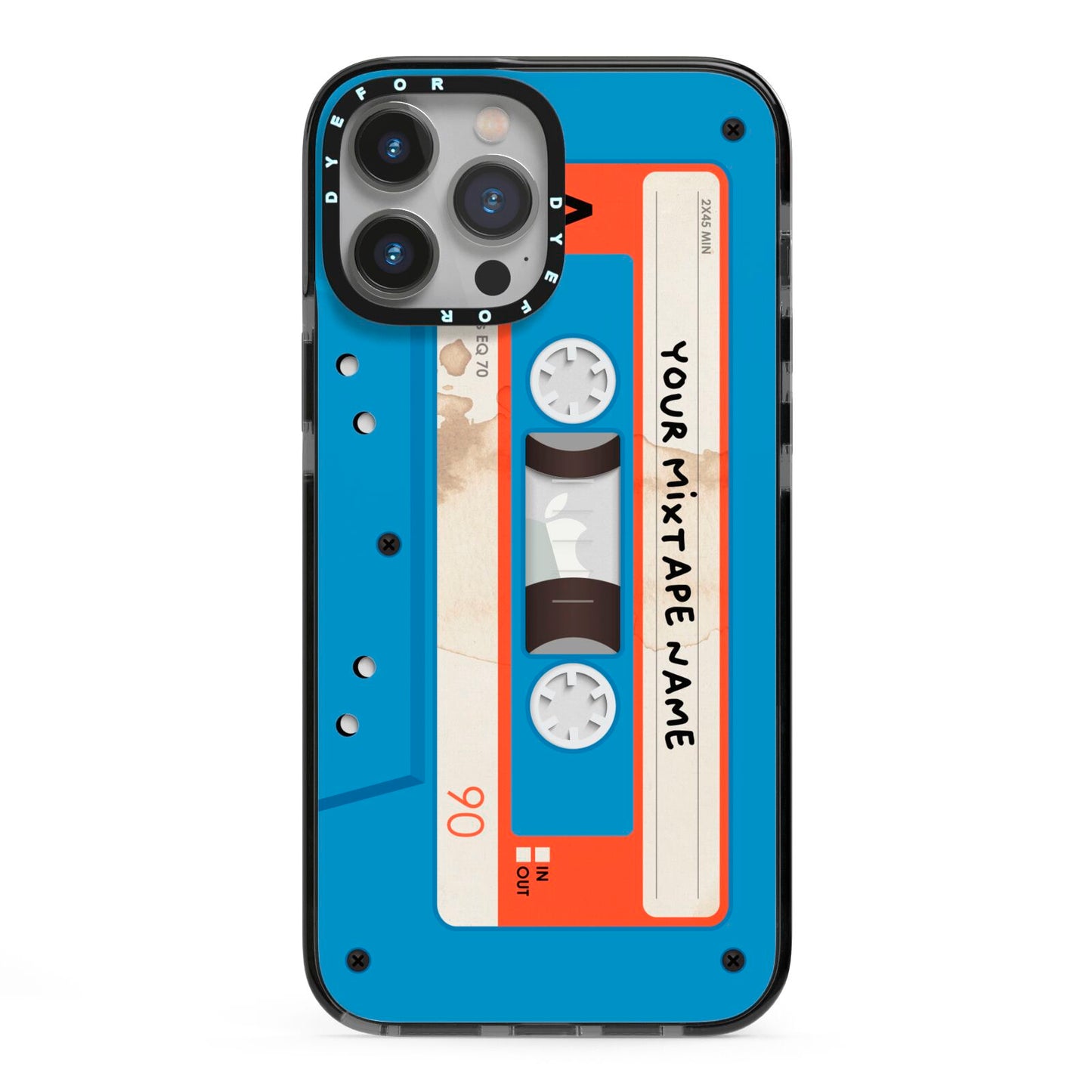 Blue Mixtape Custom iPhone 13 Pro Max Black Impact Case on Silver phone