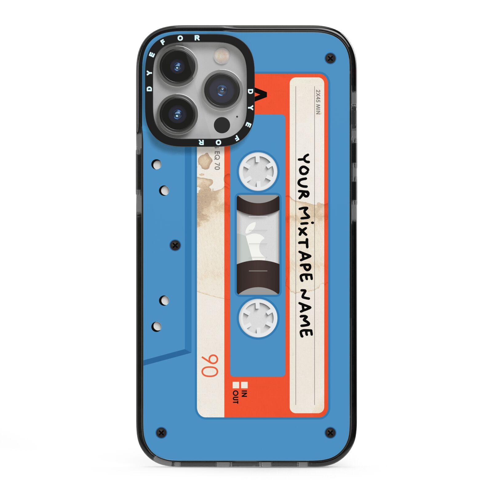 Blue Mixtape Custom iPhone 13 Pro Max Black Impact Case on Silver phone