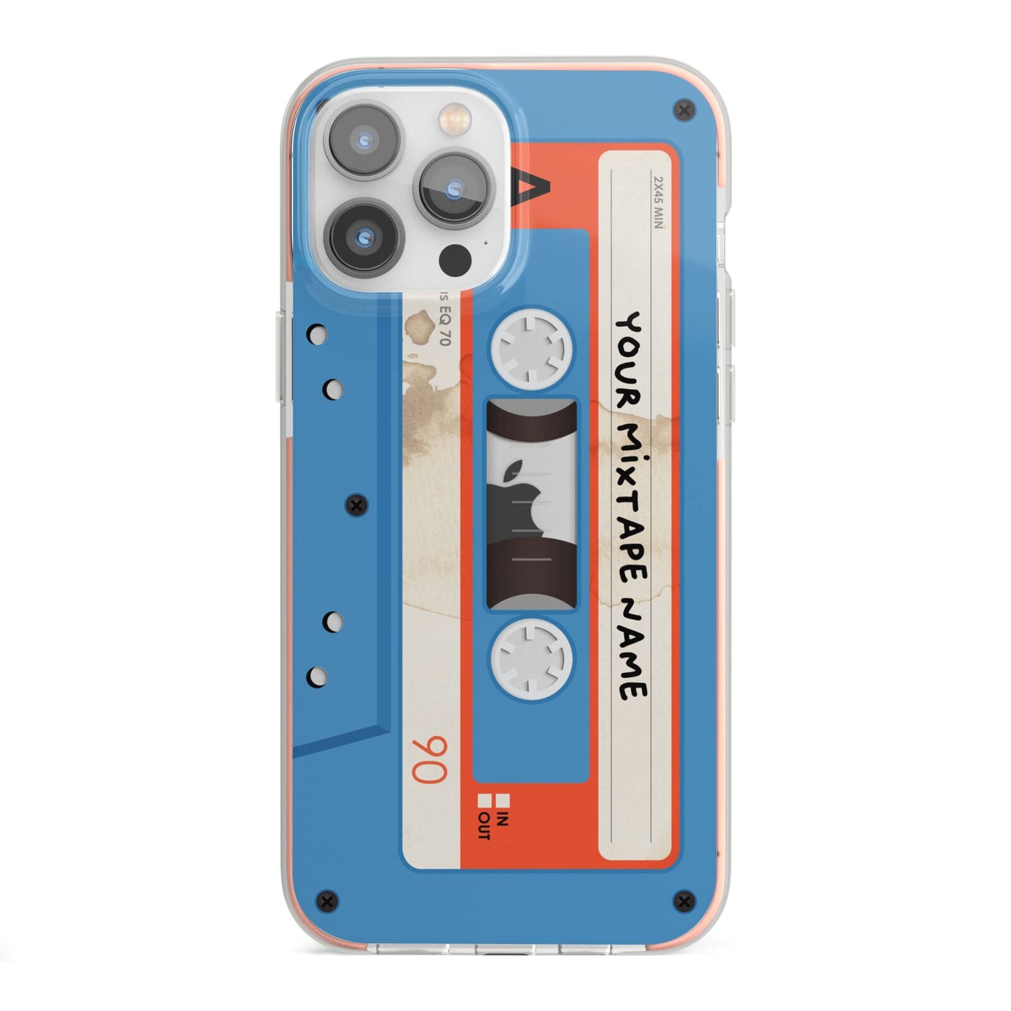 Blue Mixtape Custom iPhone 13 Pro Max TPU Impact Case with Pink Edges