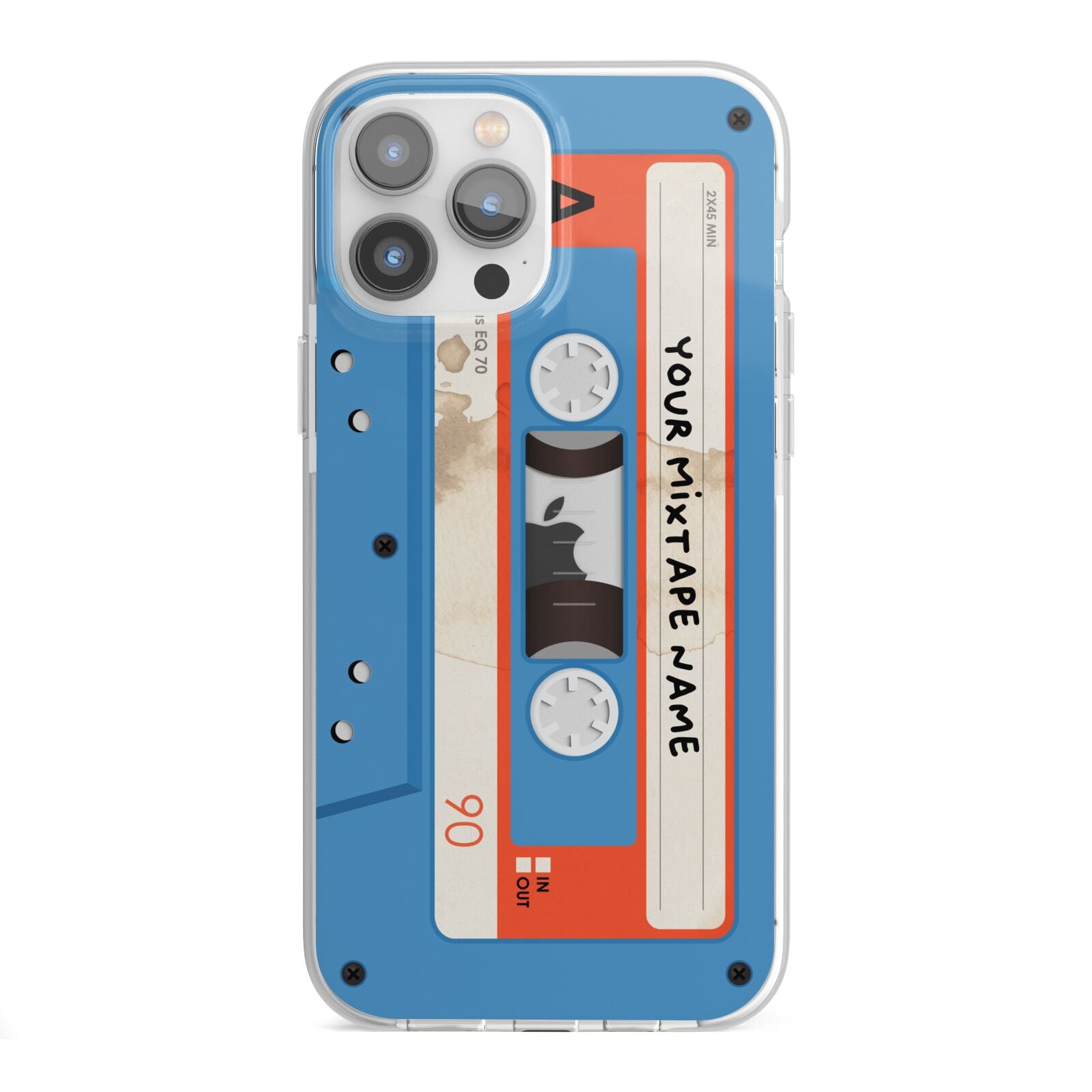 Blue Mixtape Custom iPhone 13 Pro Max TPU Impact Case with White Edges