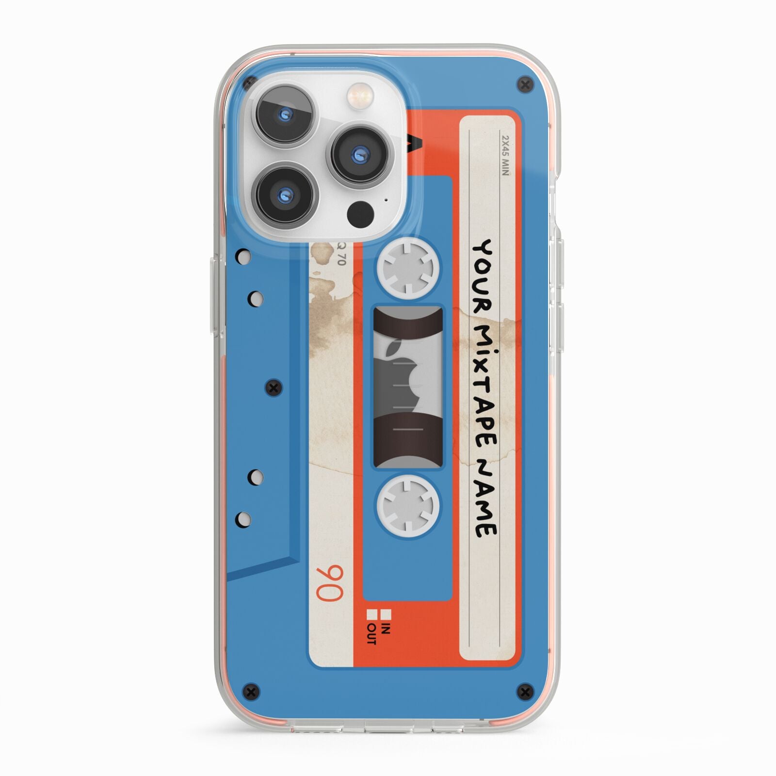 Blue Mixtape Custom iPhone 13 Pro TPU Impact Case with Pink Edges