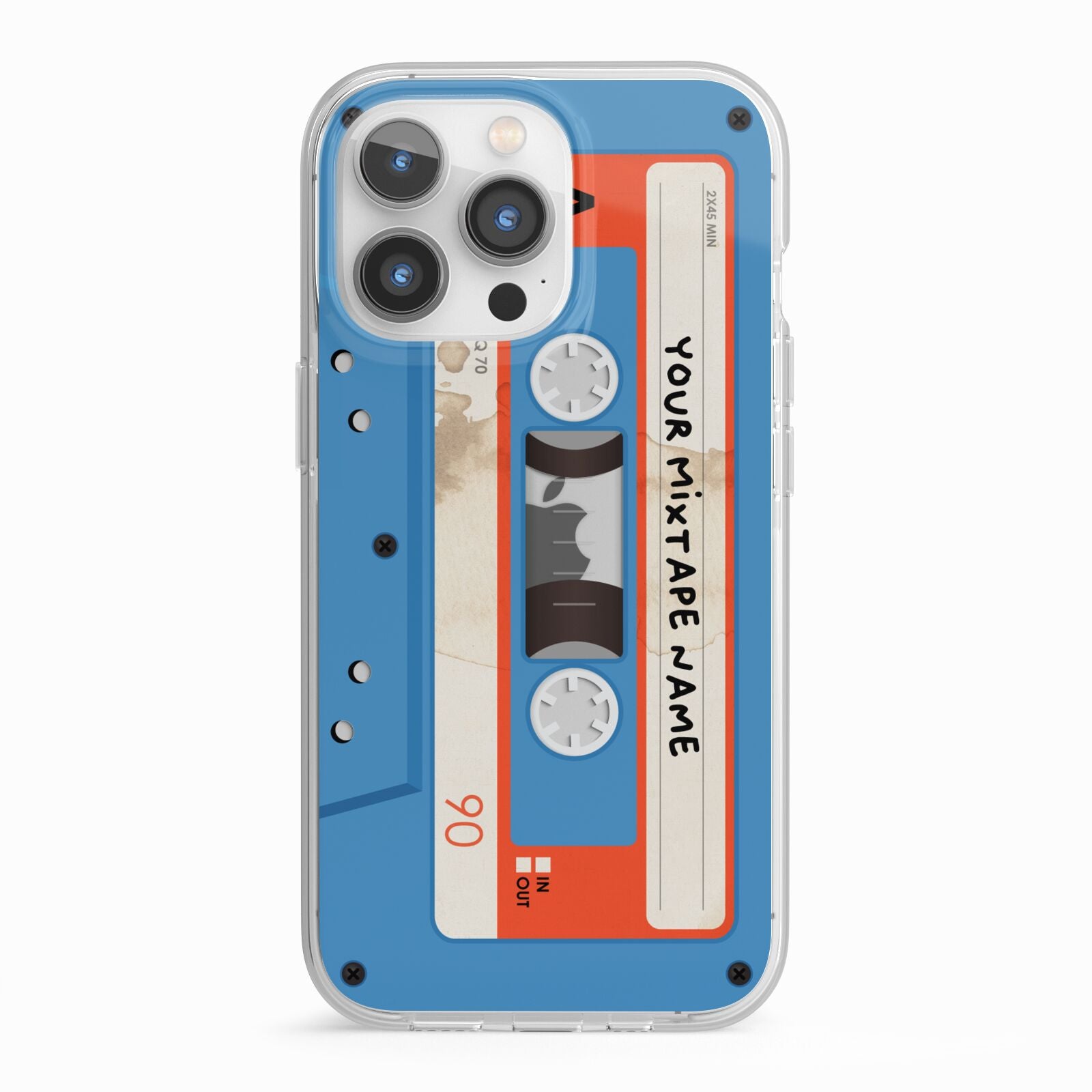 Blue Mixtape Custom iPhone 13 Pro TPU Impact Case with White Edges