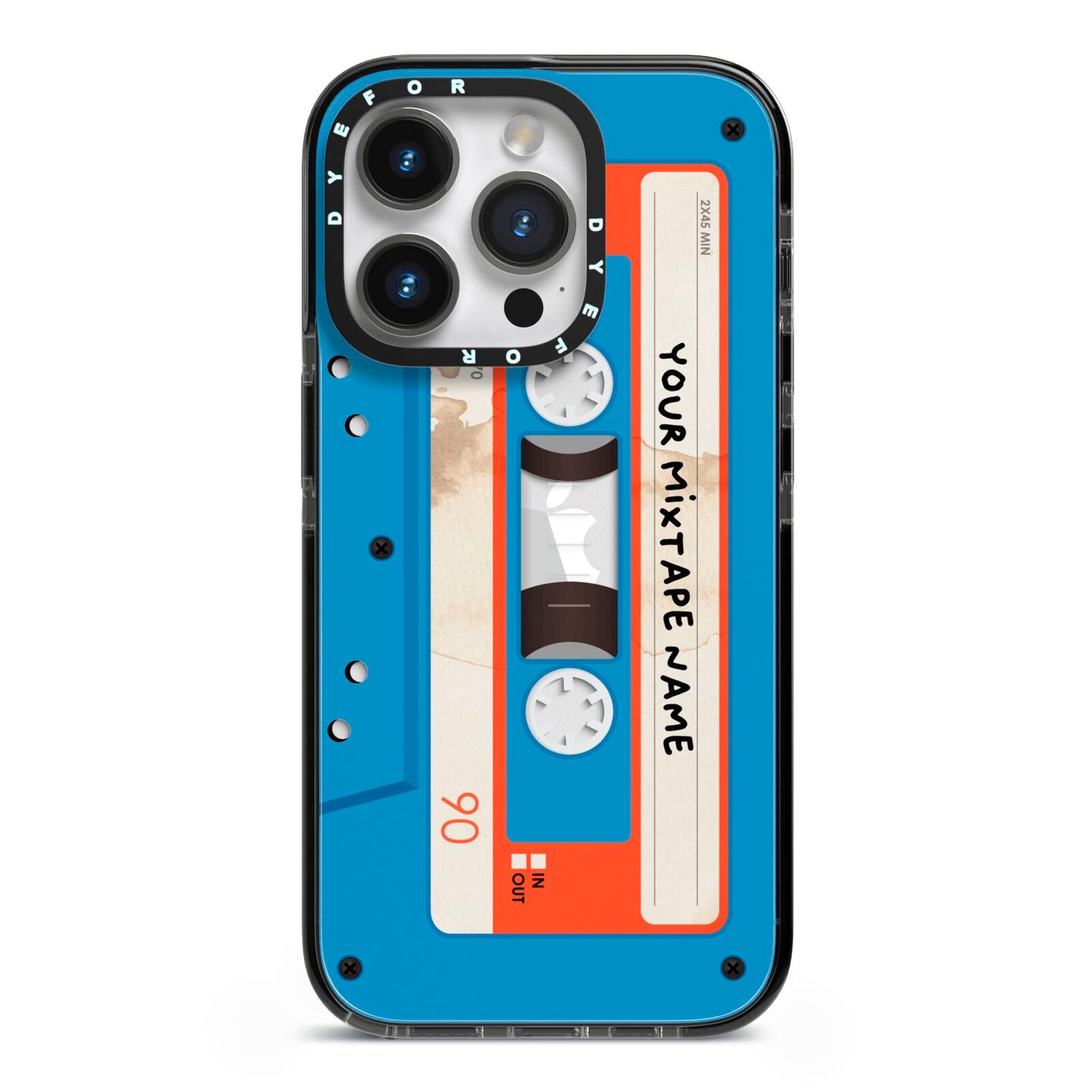 Blue Mixtape Custom iPhone 14 Pro Black Impact Case on Silver phone