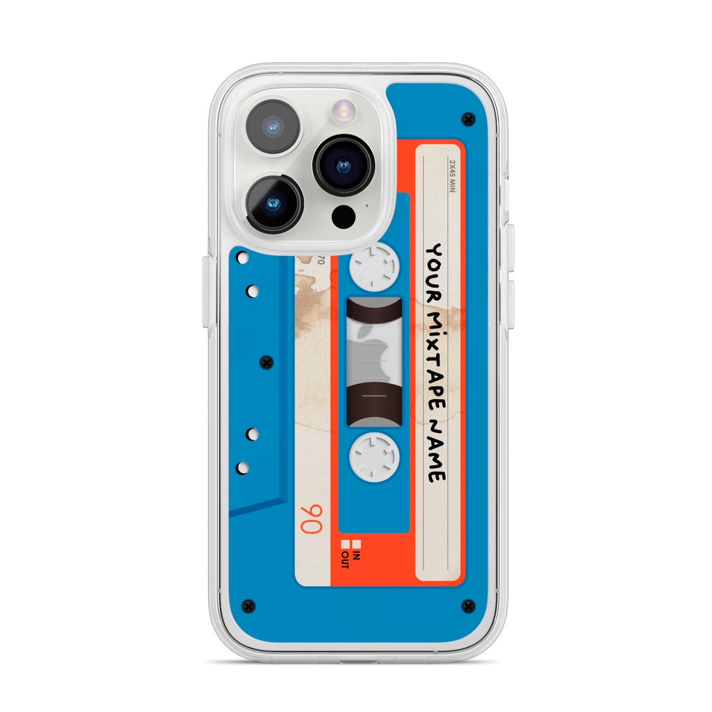 Blue Mixtape Custom iPhone 14 Pro Clear Tough Case Silver