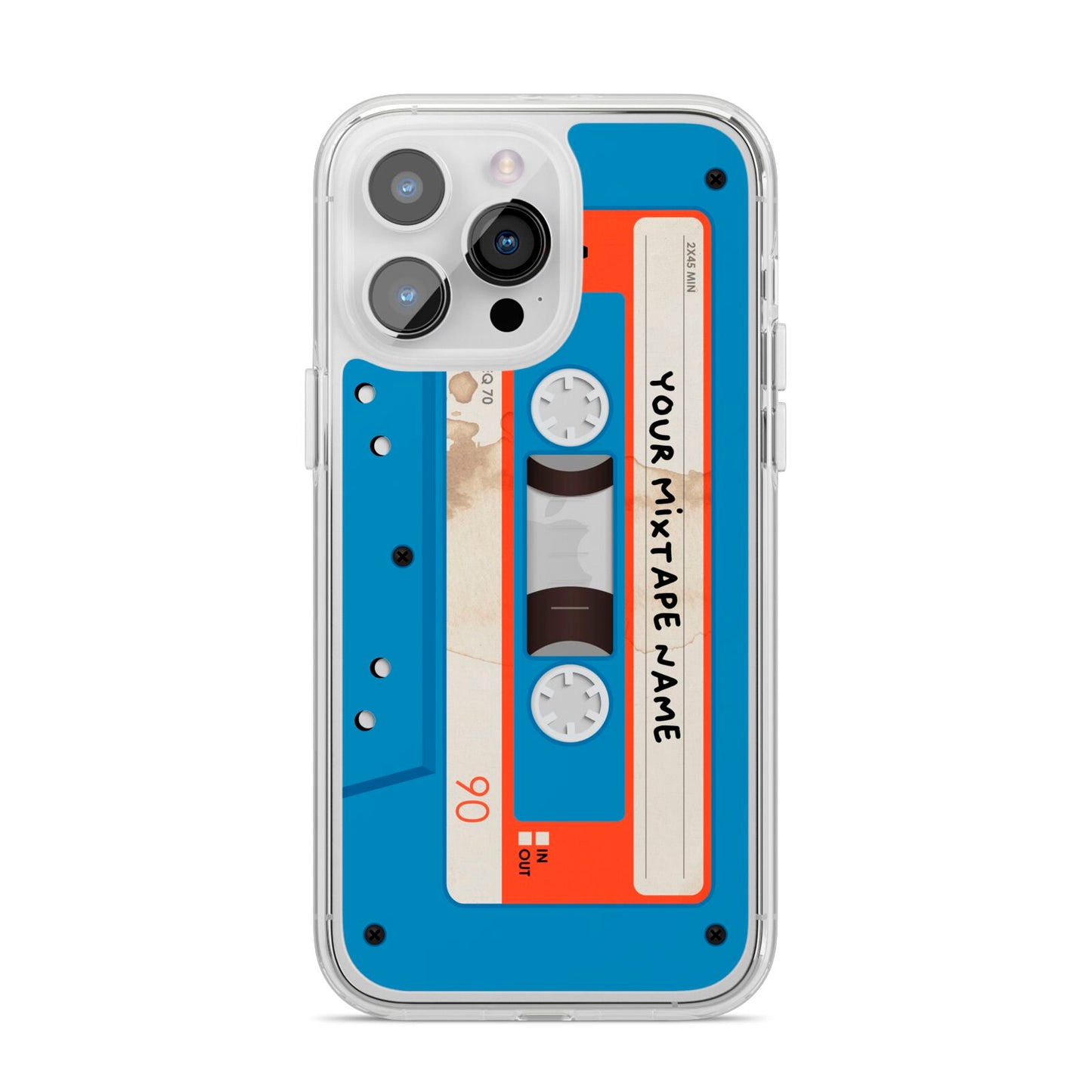 Blue Mixtape Custom iPhone 14 Pro Max Clear Tough Case Silver