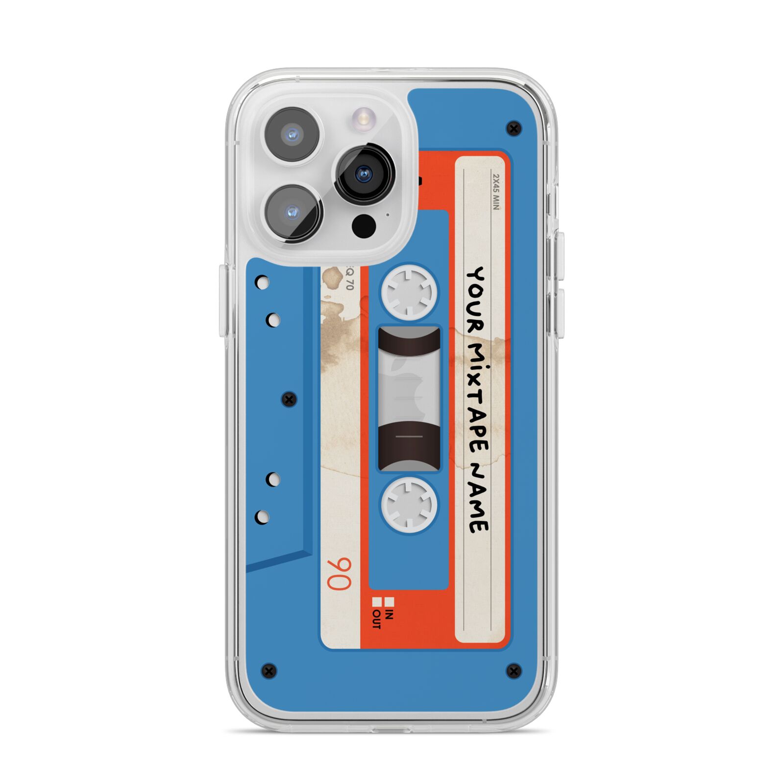 Blue Mixtape Custom iPhone 14 Pro Max Clear Tough Case Silver