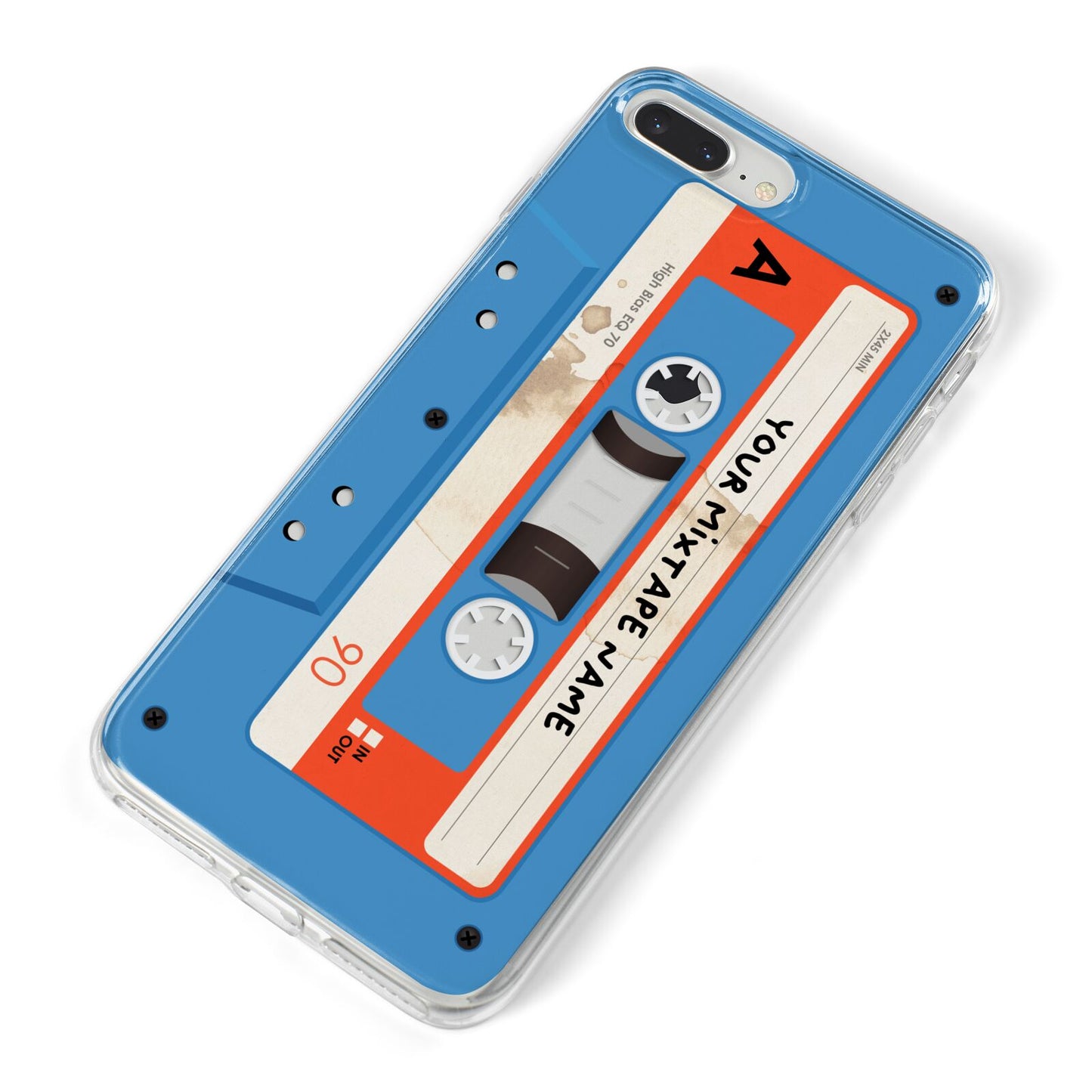 Blue Mixtape Custom iPhone 8 Plus Bumper Case on Silver iPhone Alternative Image