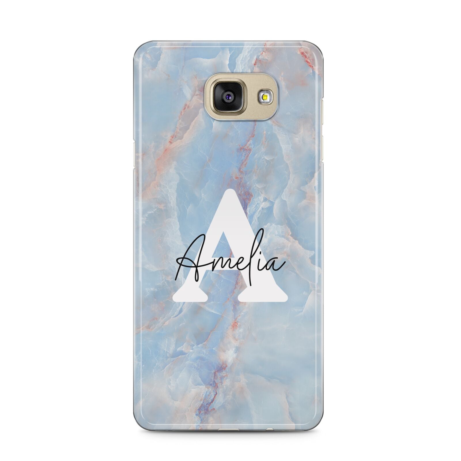 Blue Onyx Marble Samsung Galaxy A5 2016 Case on gold phone