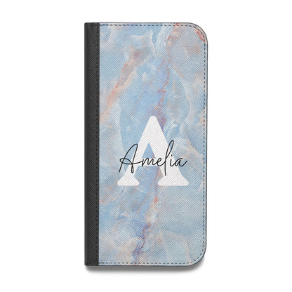 Blue Onyx Marble Vegan Leather Flip iPhone Case