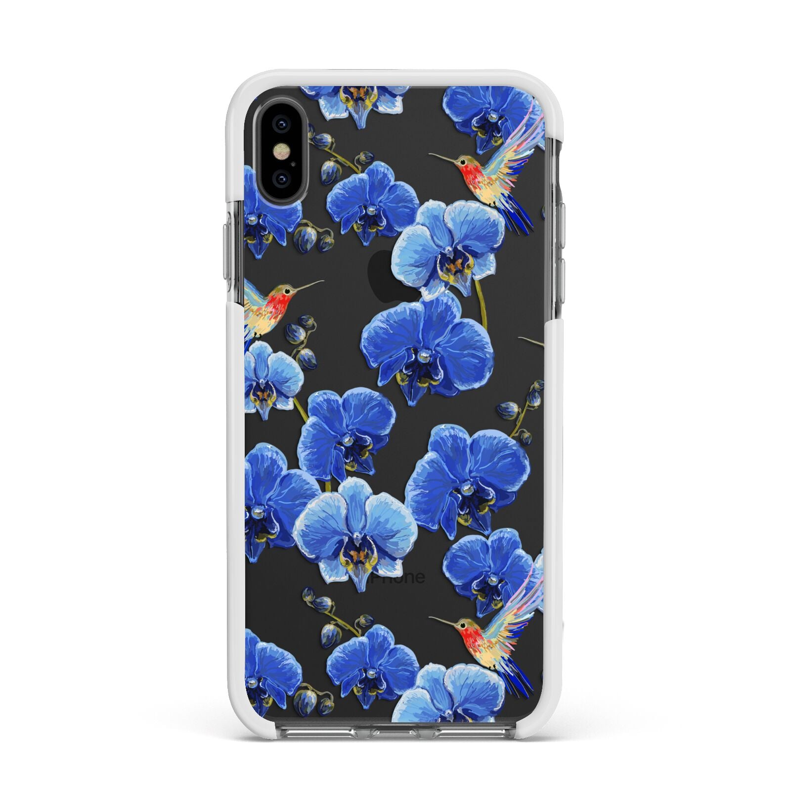 Blue Orchid Apple iPhone Xs Max Impact Case White Edge on Black Phone