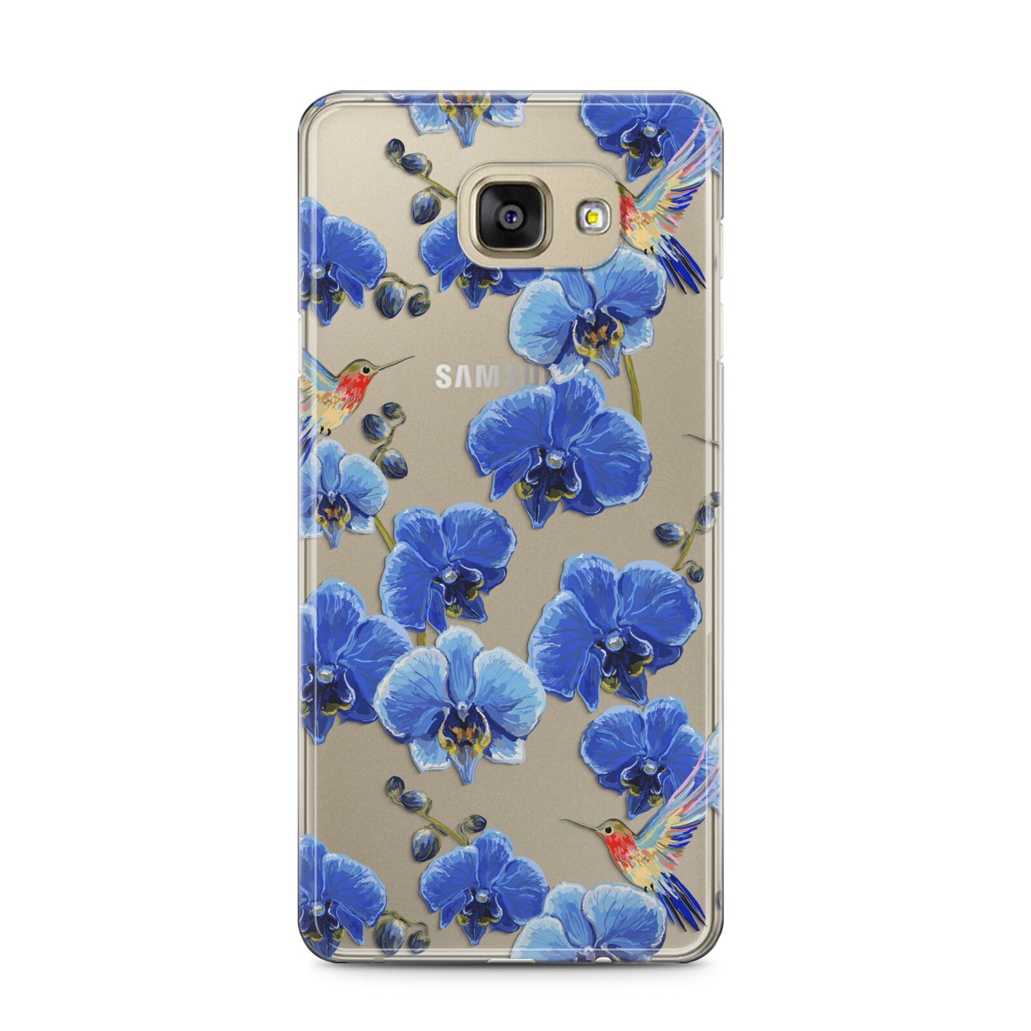 Blue Orchid Samsung Galaxy A5 2016 Case on gold phone