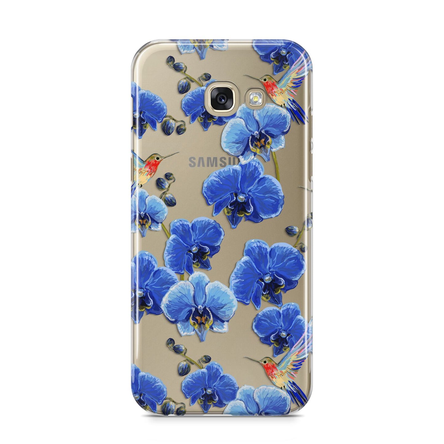 Blue Orchid Samsung Galaxy A5 2017 Case on gold phone