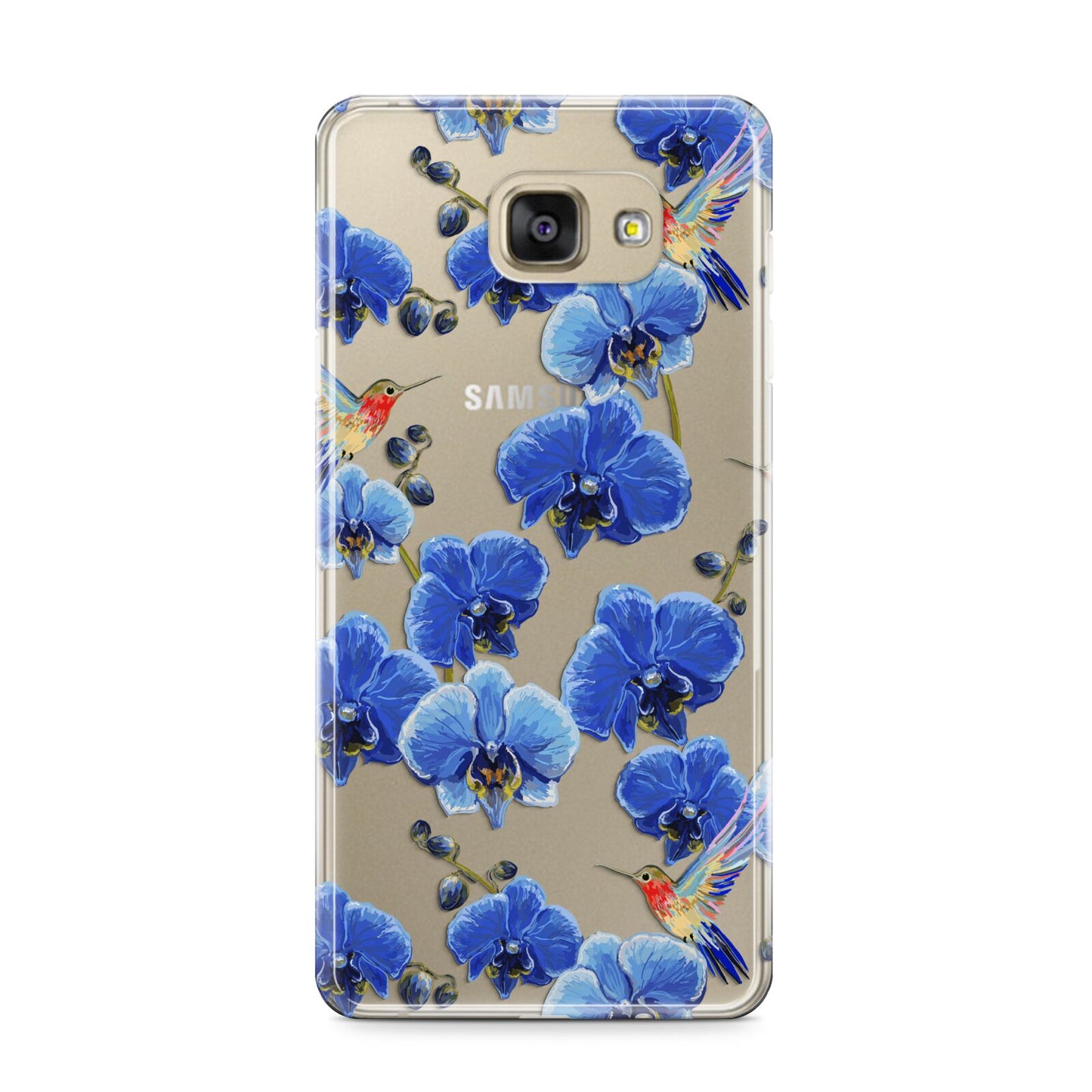 Blue Orchid Samsung Galaxy A9 2016 Case on gold phone