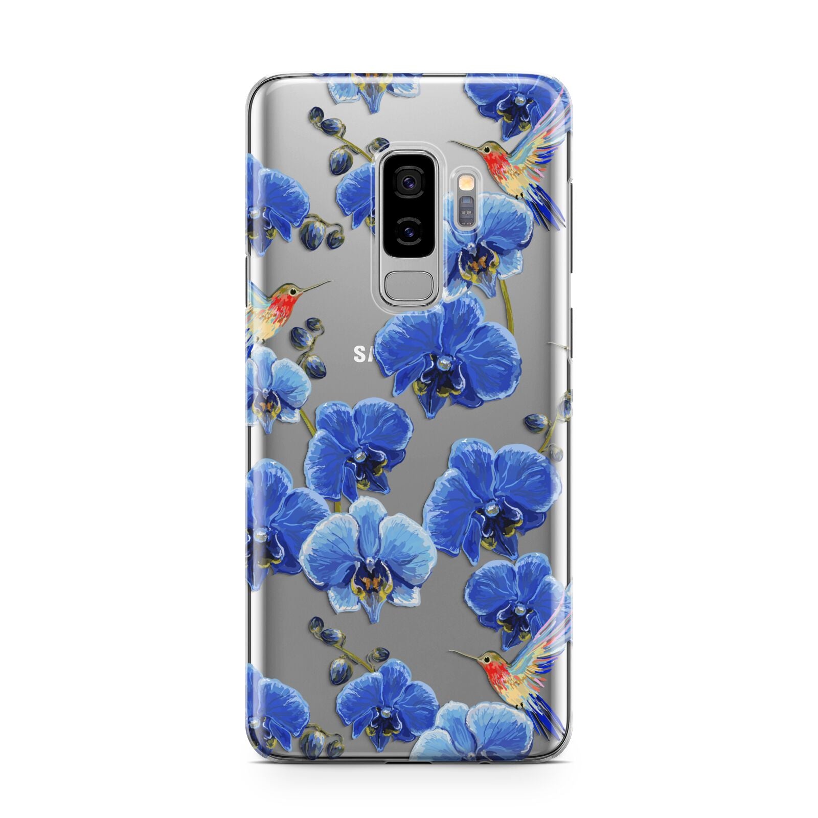 Blue Orchid Samsung Galaxy S9 Plus Case on Silver phone