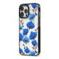 Blue Orchid iPhone 13 Pro Max Black Impact Case Side Angle on Silver phone